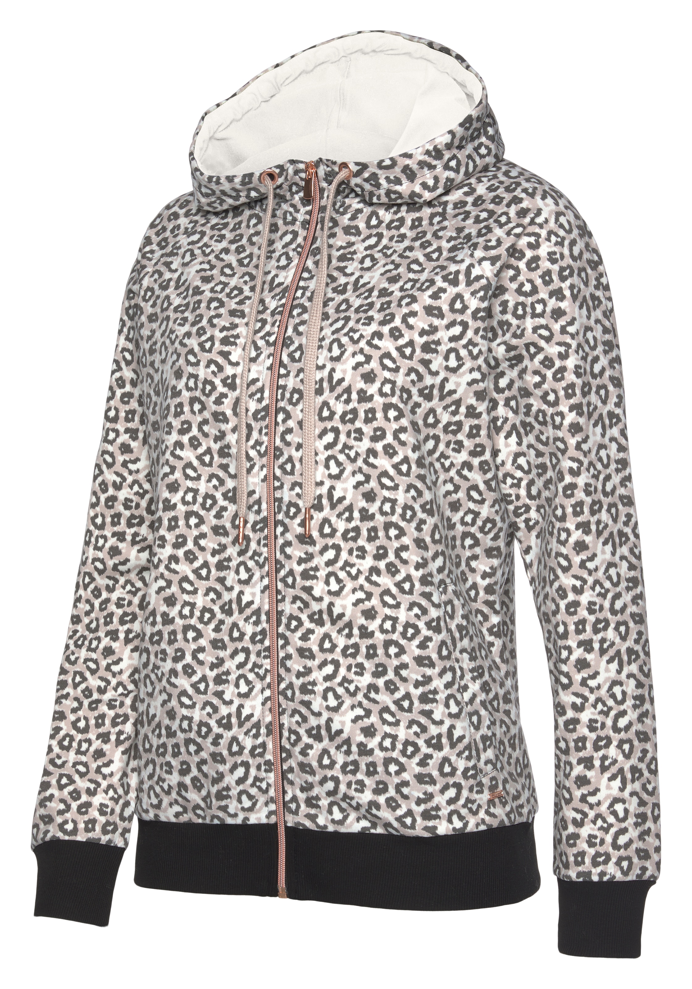 LASCANA Sweat à capuche veste sweat avec détails en or rose, vêtements d’intérieur