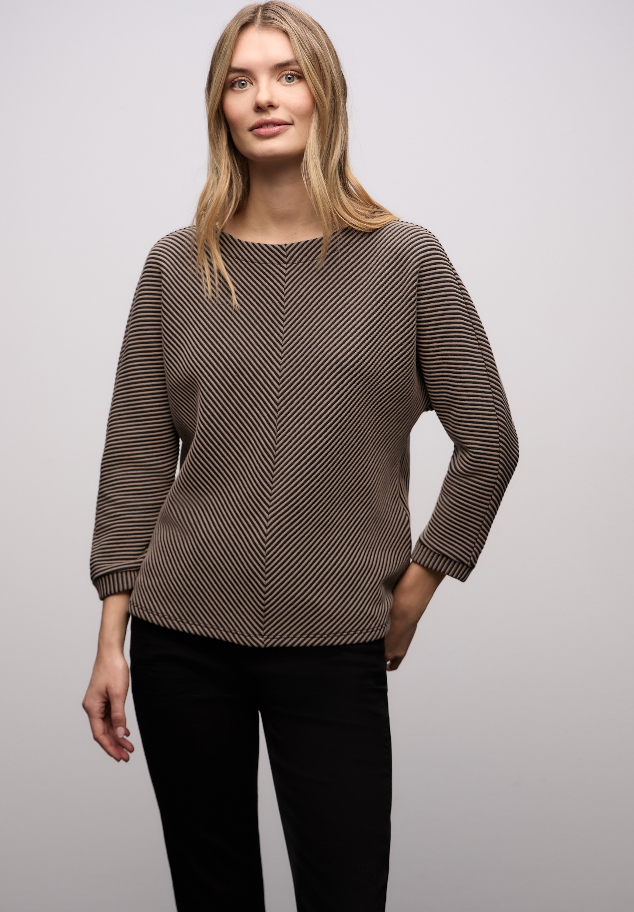 Image of STREET ONE Strickpullover 3/4-Arm mit Two-Tone-Effekt und feinem Strukturmuster