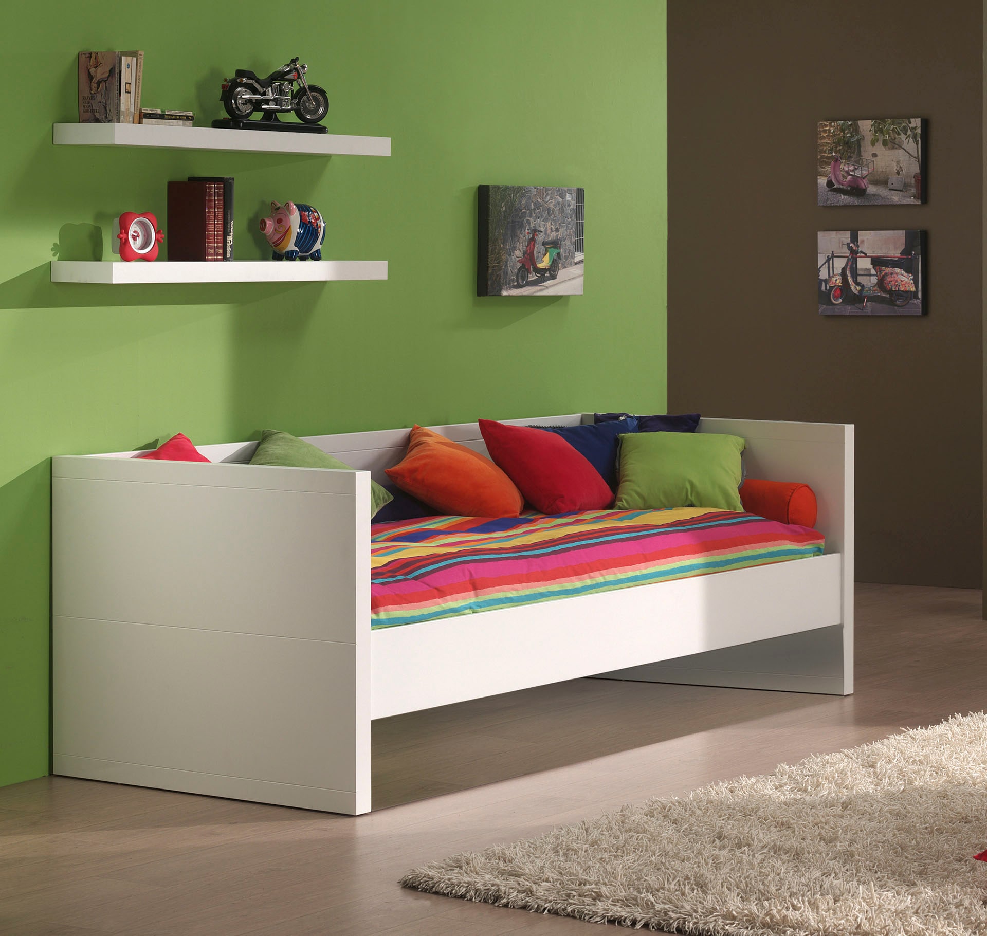 Vipack Einzelbett Made in Europe,  mit gradliniger Optik und Liegefläche 90x200 cm, Weiss lackiert