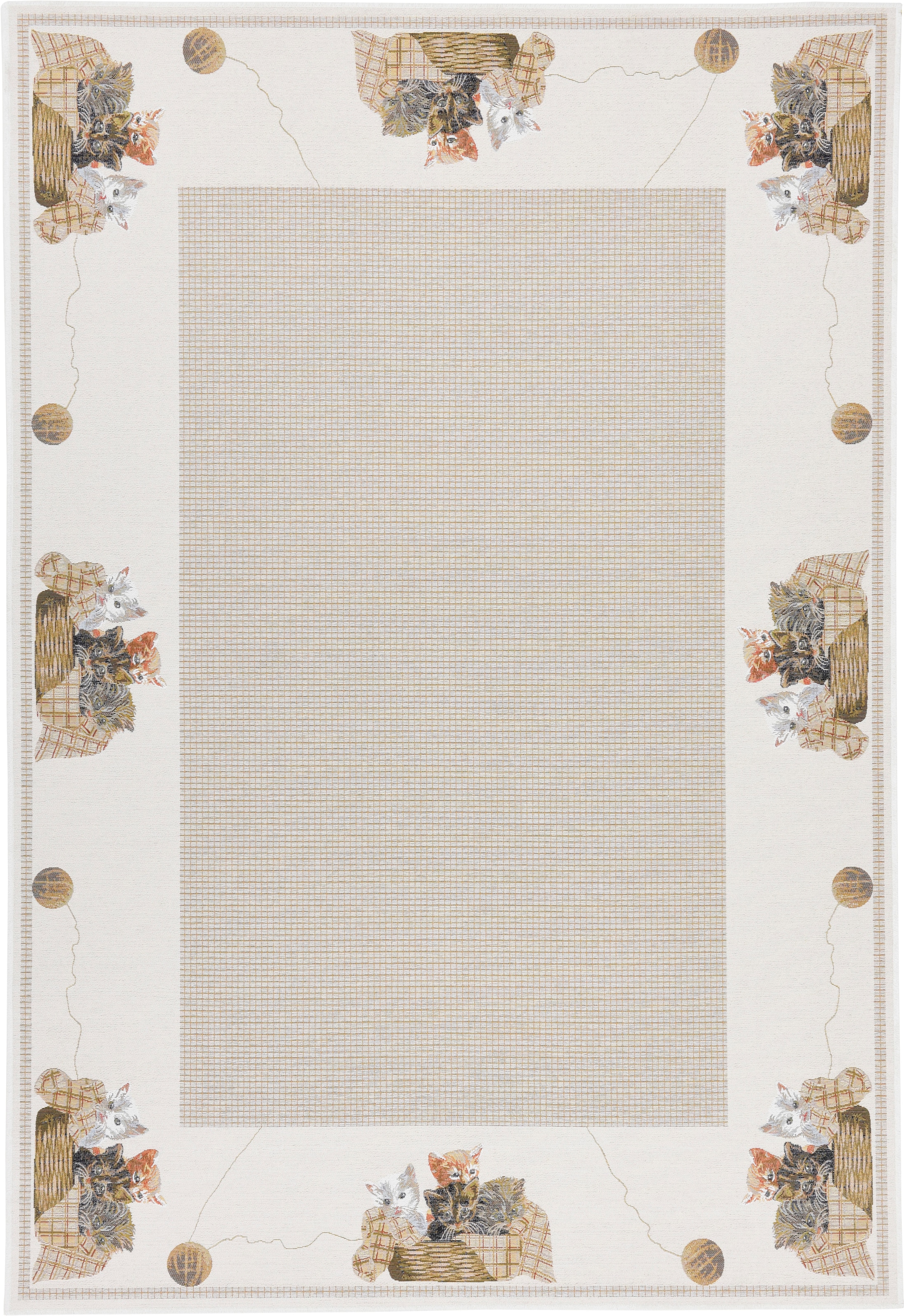 Image of THEKO Teppich "Flomi Kitten" rechteckig 4 mm Höhe mit Bordüre und niedlichem Katzenmotiv