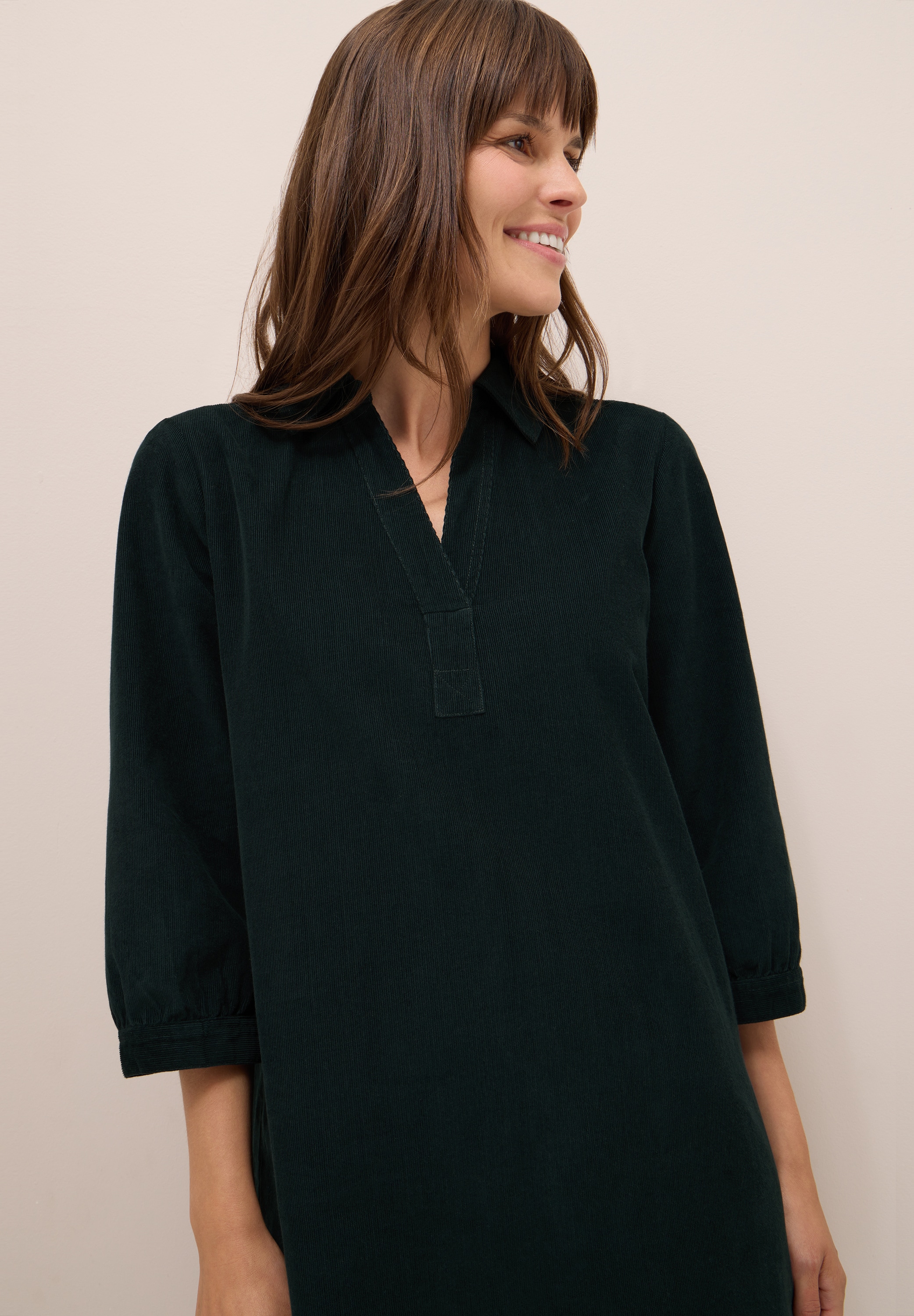 Cecil Cordkleid, aus reiner Baumwolle, Split Neck