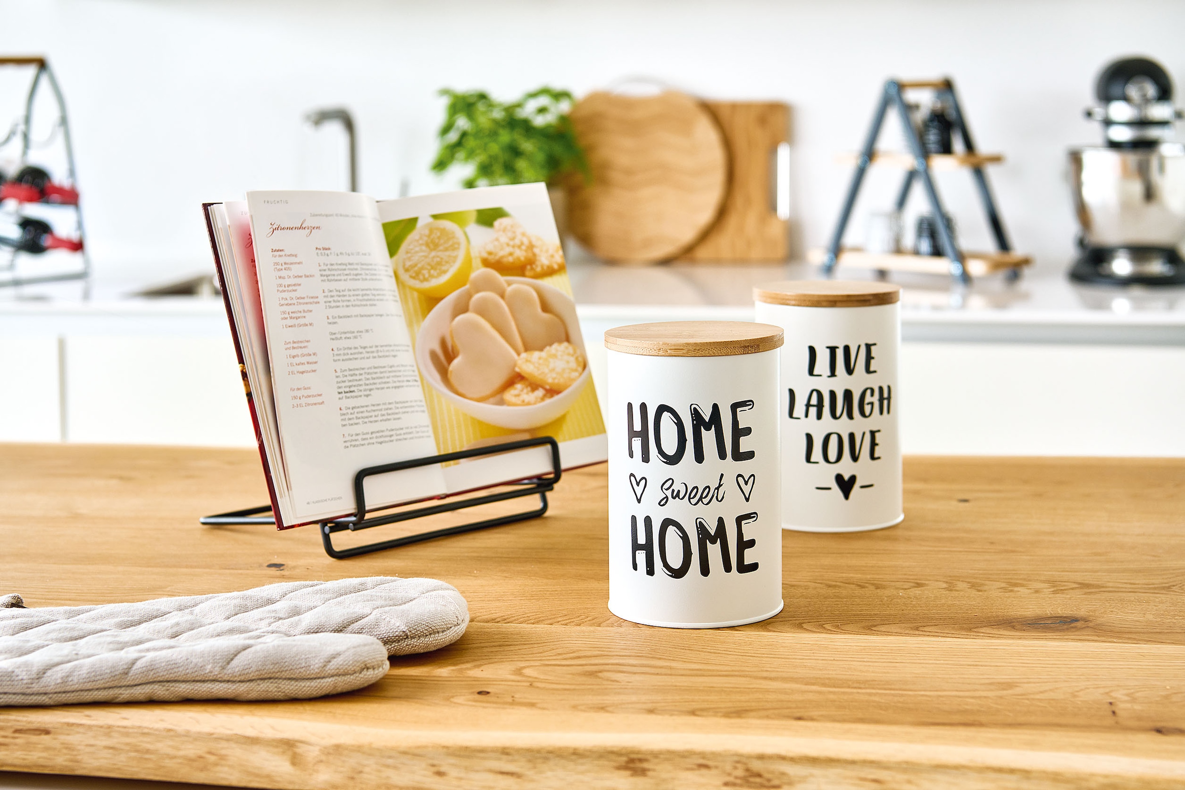 Zeller Present Vorratsdose »Quotes« Set, 2 Stk. tlg. moderner Schriftzug, mit Bambusdeckel, 1000 ml