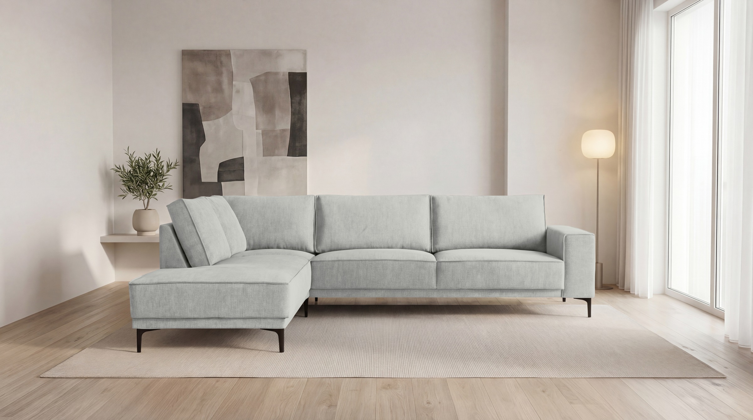 Image of GOODproduct Ecksofa "OLAND L-Form, B: 289 cm, Skandi-Design" Struktur, Flachgewebe, Luxus-Microfaser, Boucle