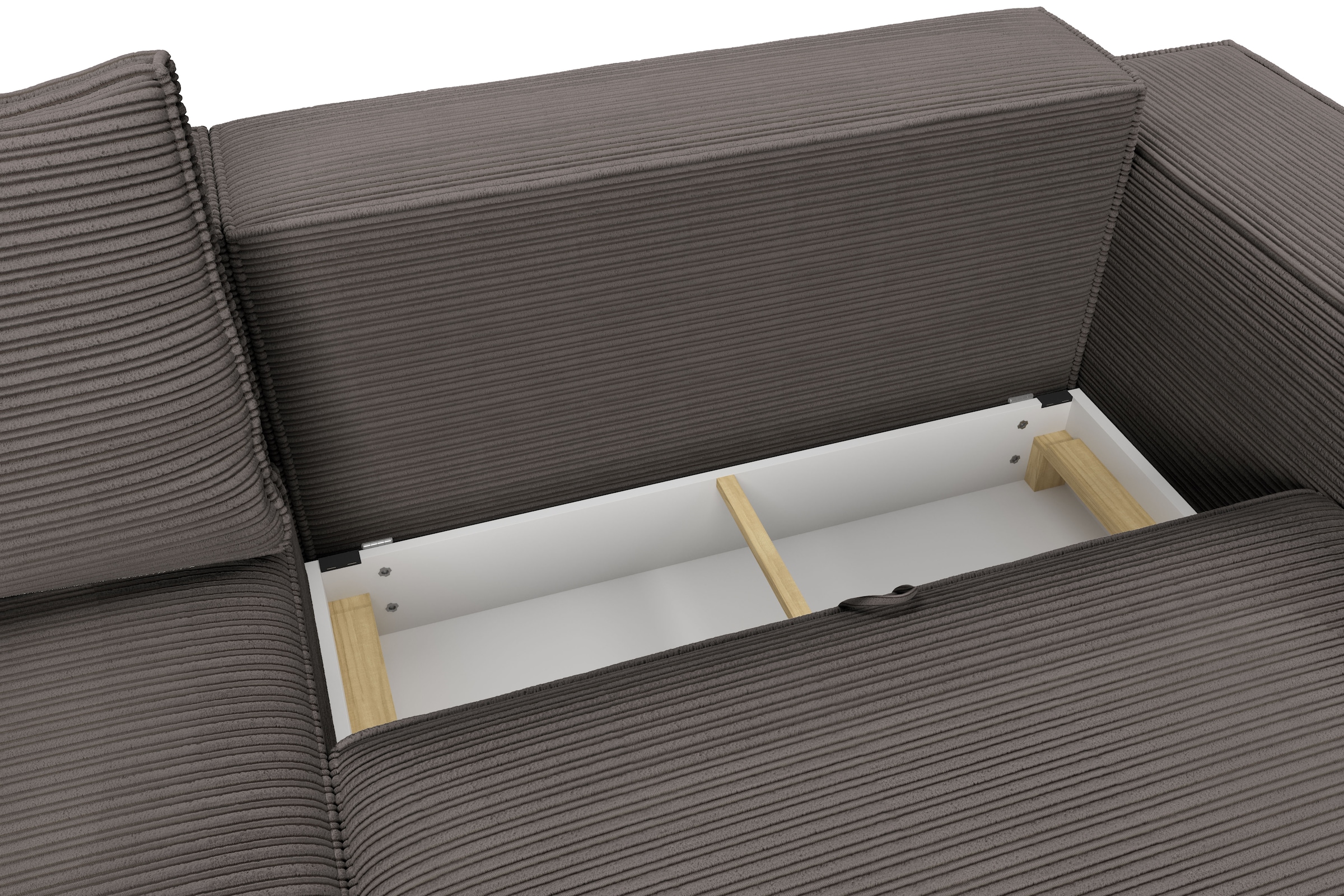 Trends by HG Canapé Big »Conor XXL, B: 312cm, Liegefläche: 138x 238cm, in Cord und Velours« avec fonction couchage et coffre de lit