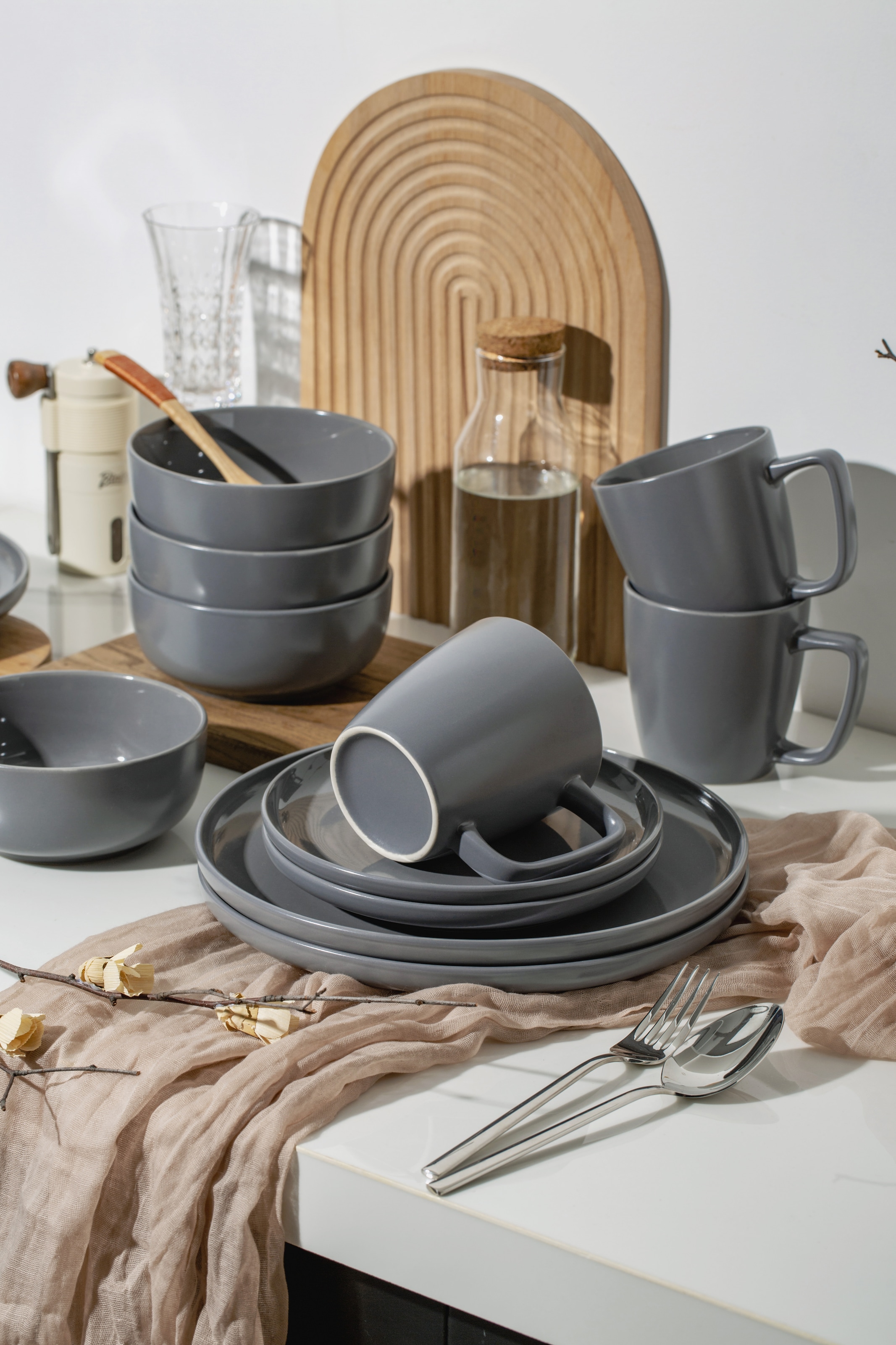 my home Set de vaisselle »Timula, aussen matt, innen glänzend« spülmaschinenfest und mikrowellengeeignet