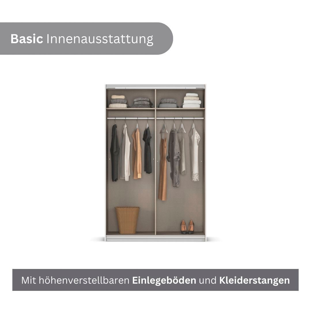 GOODproduct Armoires à vêtements »Mehrzweckschrank Schwebetürenschrank Mietswohnung Schlafzimmer CORTONA« Disponible en largeur : 136/181/203/226/271/315/360 cm, hauteur : 210/229 cm,  en 3 versions BASIC/CLASSIC/PREMIUM (SOFT-CLOSE) MADE IN GERMANY