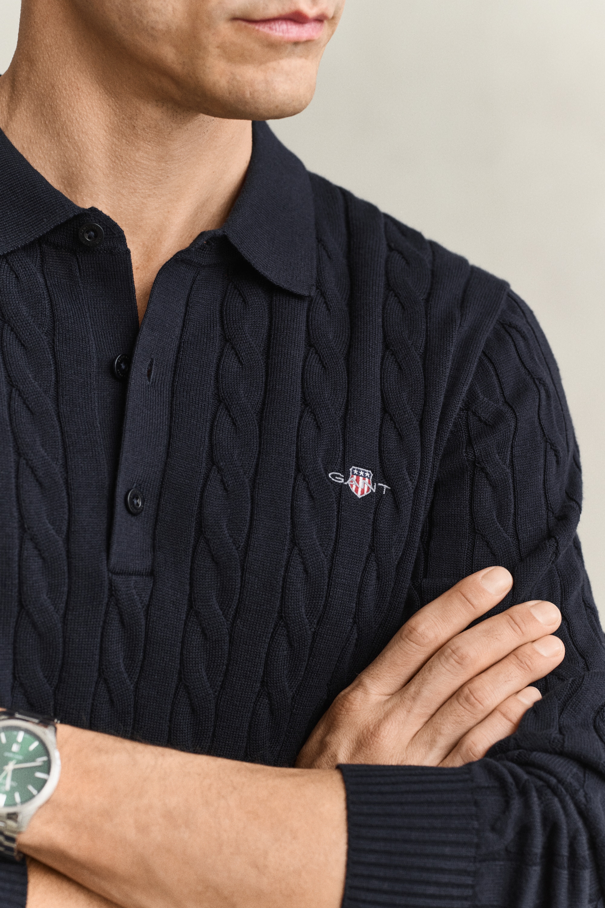 Gant Polokragenpullover »COTTON CABLE POLO« Regular fit mit Polokragen