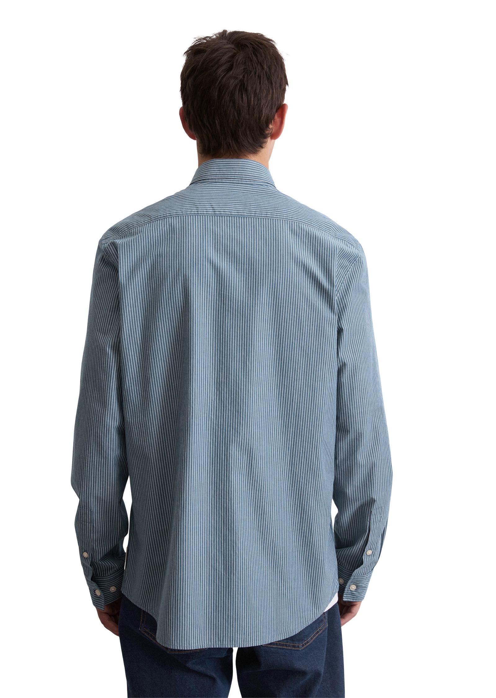 Marc O'Polo Langarmhemd, Shaped Fit, mit garngefärbtem Streifenmuster, Kentkragen