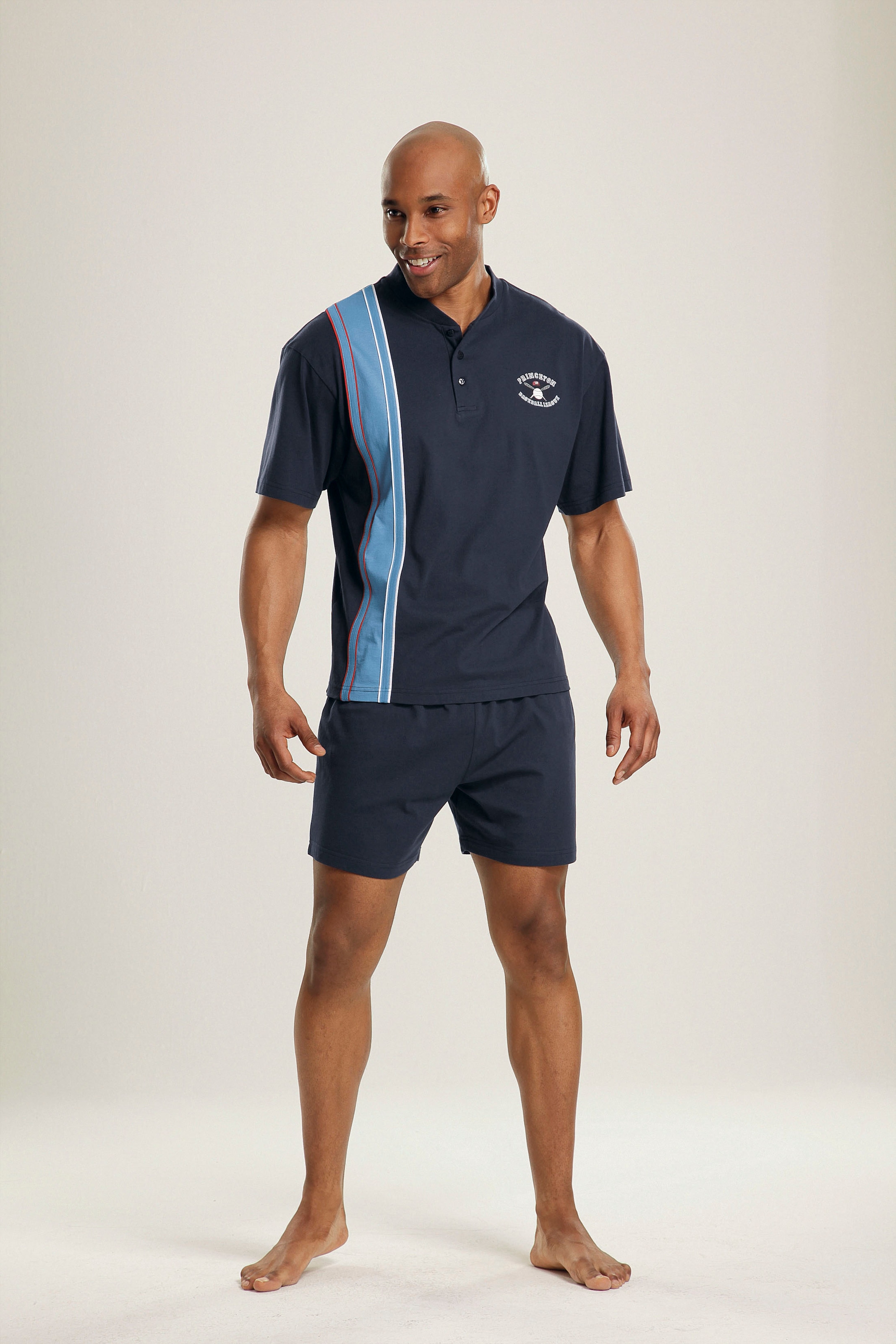 le jogger® Pyjama, (Packung, 4 tlg., 2 Stück), kurzer Schlafanzug mit V-Auschnitt