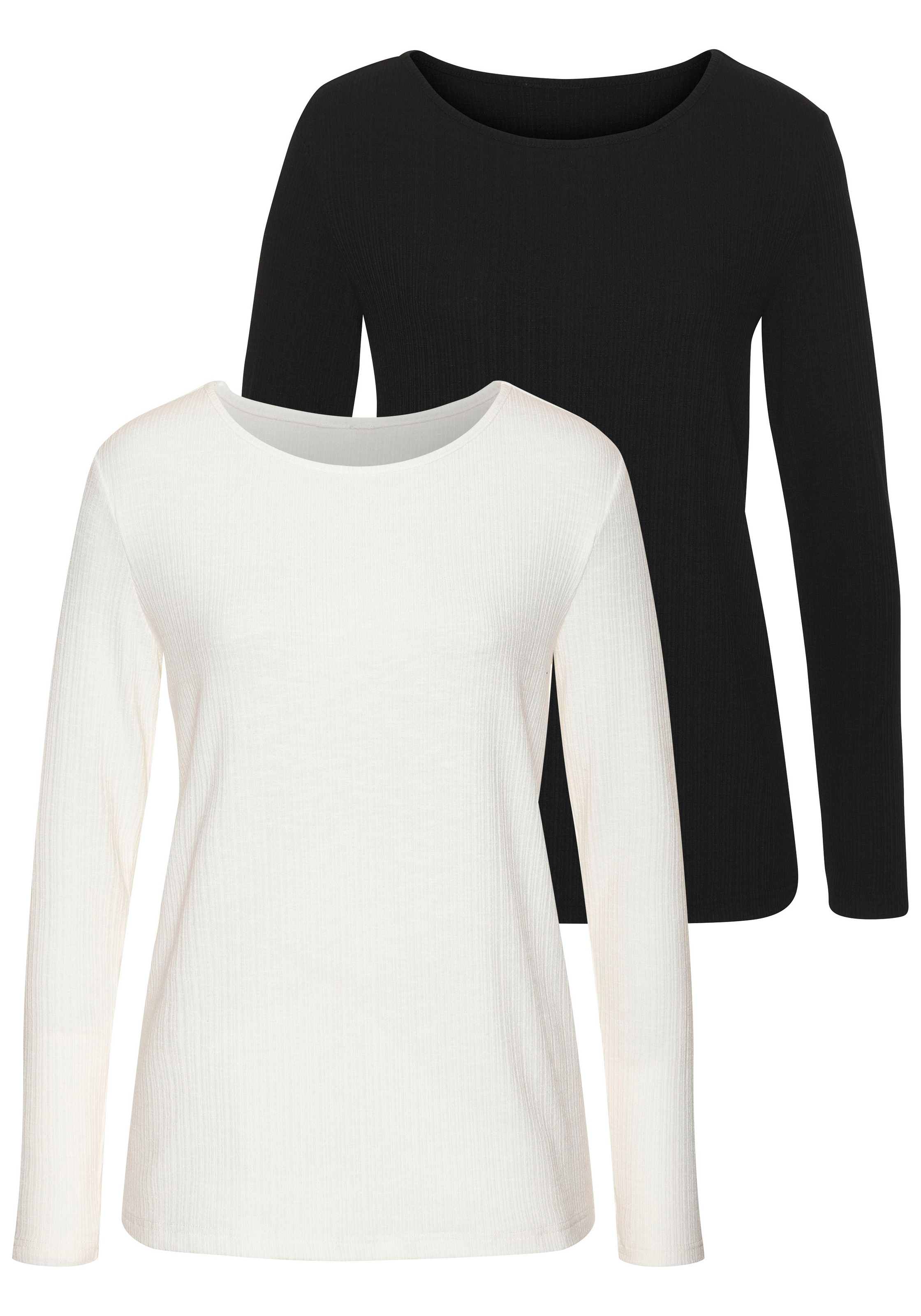 Image of Vivance Langarmshirt "mit modischer Rippstruktur" 2er-Pack, aus weichfliessender Qualität mit Viskose