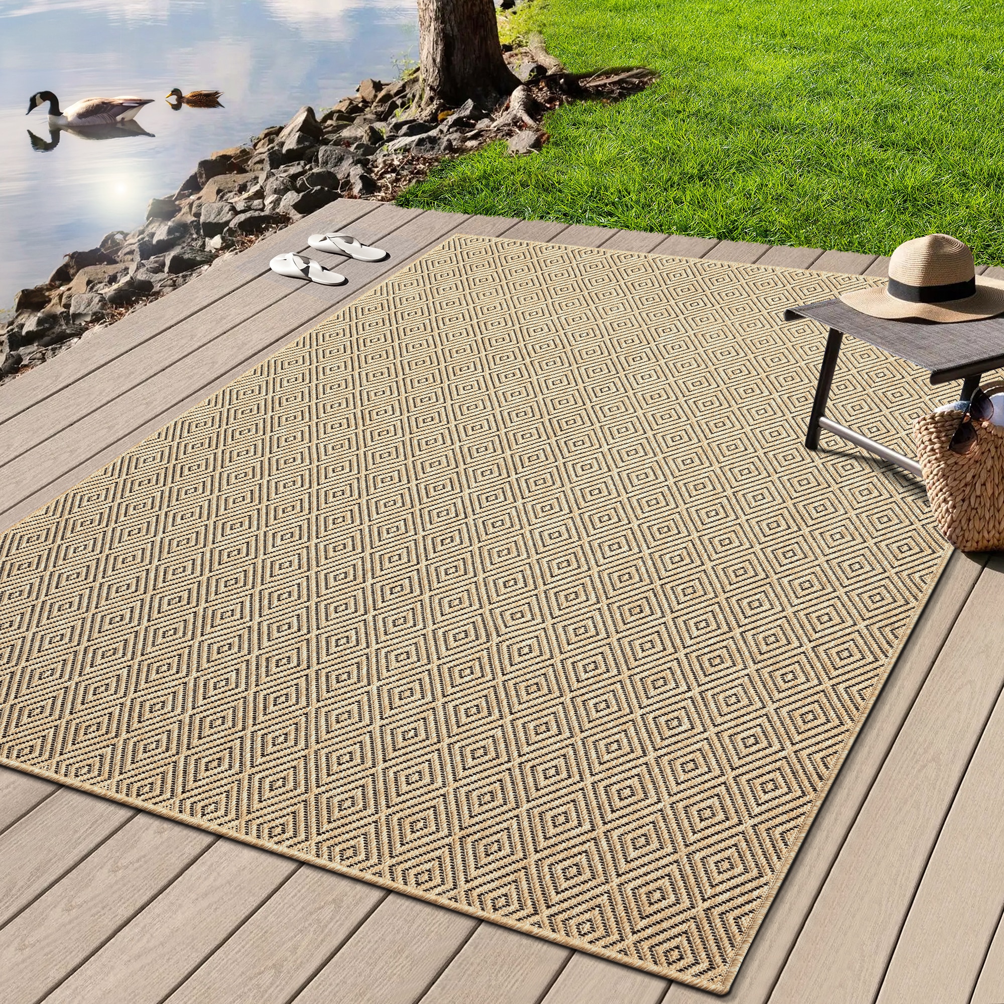 Image of merinos Teppich "Kenzy" rechteckig 10 mm Höhe robuster In- und Outdoor Teppich im natürlichen Jute-Look, wetterfest