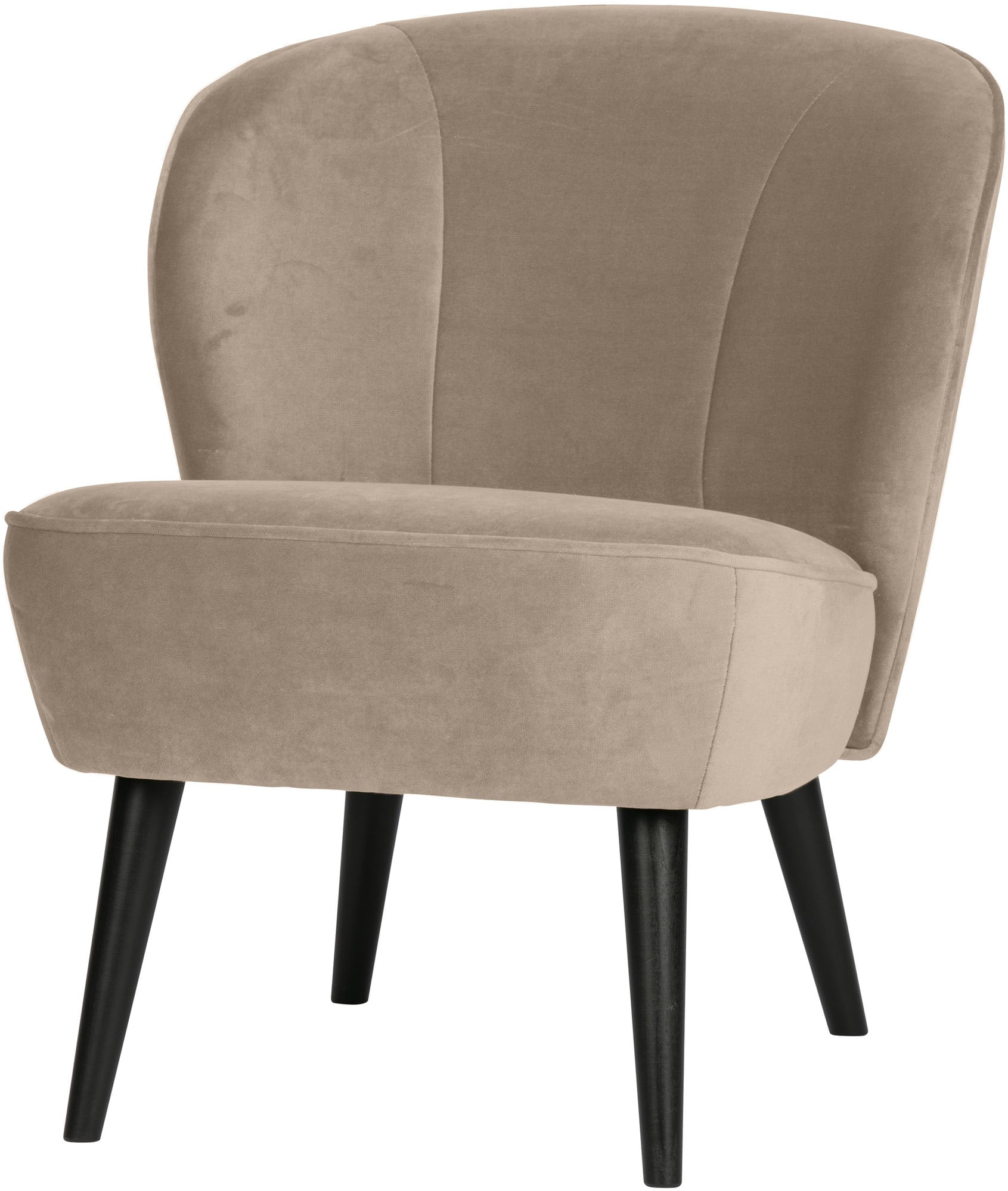 WOOOD Sessel »Sara Bezug mit Birkenholzbeinen, mittlere Sitzhöhe, H71 x B59 x T70 cm« Velvet bezug, Tragkraft 90 kg, Maximale Verschleissfestigkeit