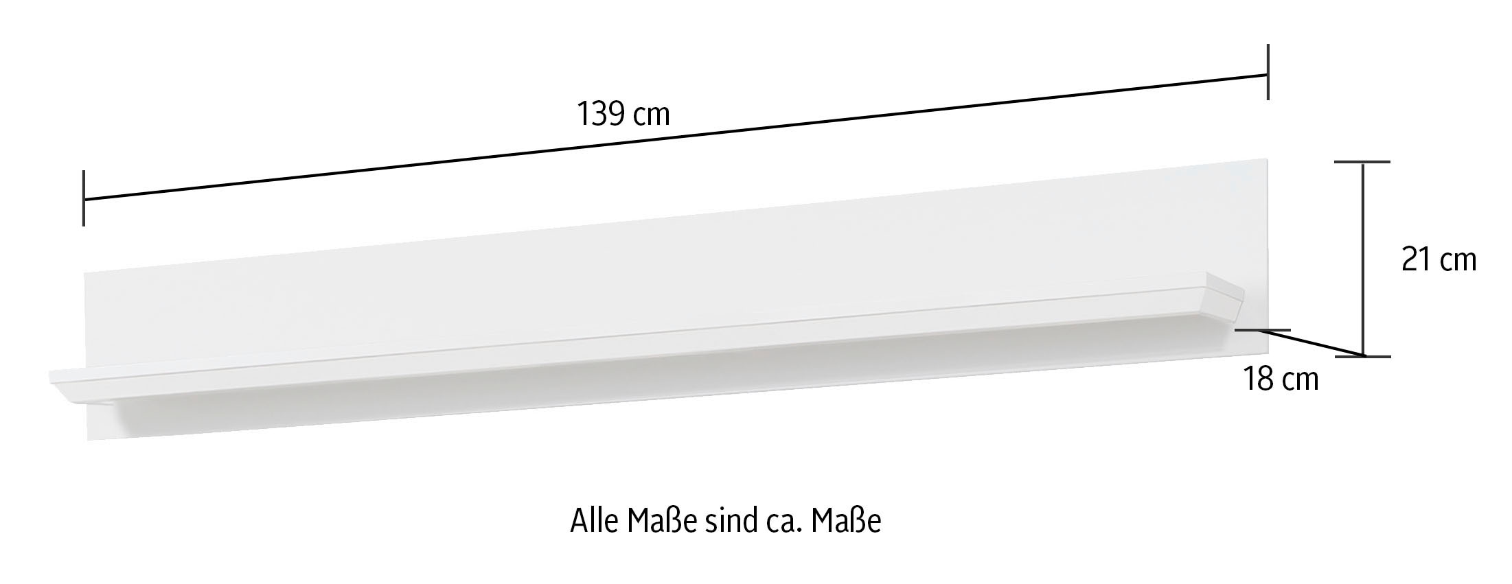 Home affaire Wandregal »Örebro« Bücherregal im zeitlosen Landhausstil - Masse (B/T/H) 139/17/21 cm