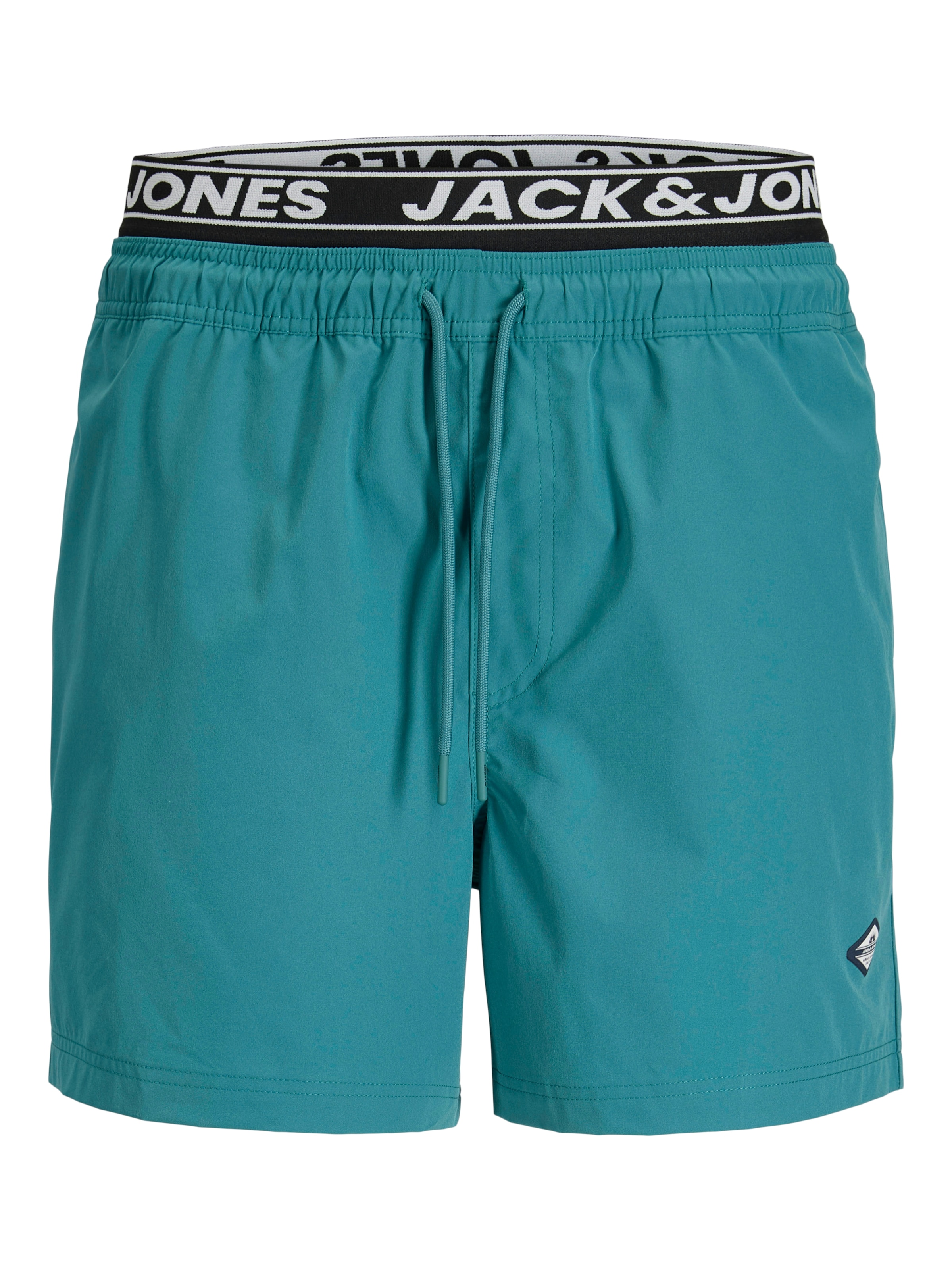 Jack & Jones Badeshorts »JPSTMAUI SURF DOUBLE WB SWIM SHORTS« Kunstfaser, Elastisches Taillenbund, Logo-Detail