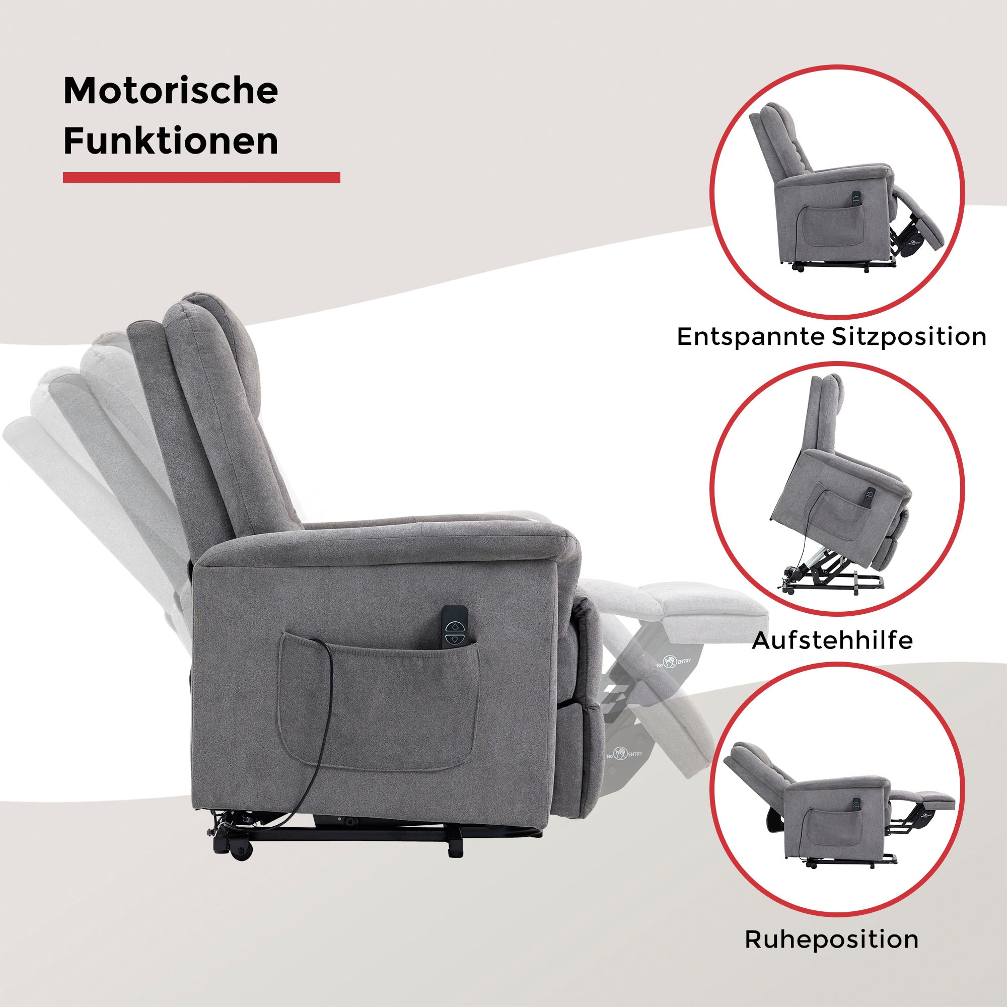Duo Collection Fauteuil TV »Granada mit elektrischer Aufstehhilfe« fonction relaxation et ressorts ensachés avec suspension à ressorts ondulés en acier