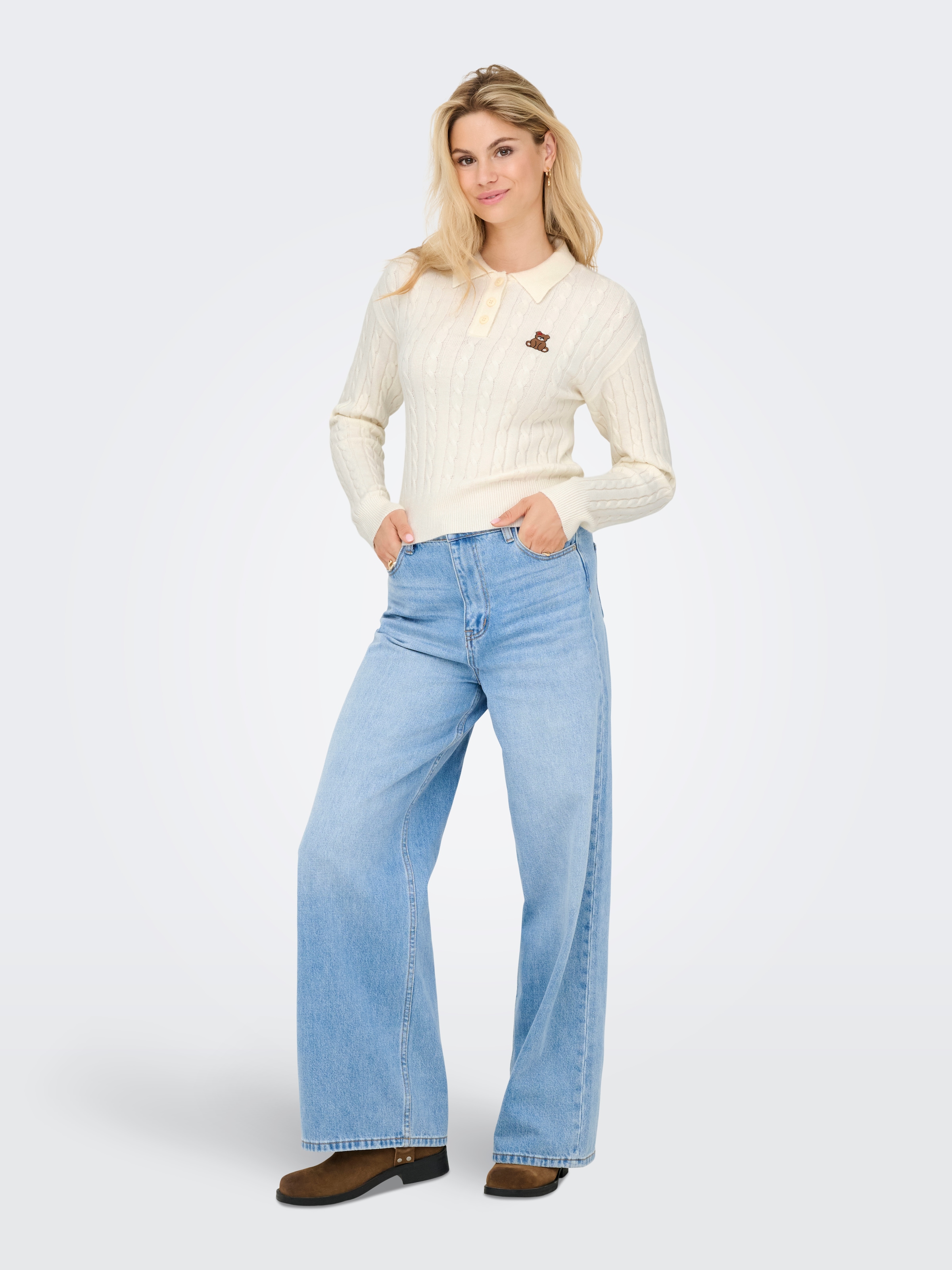 ONLY Pull en tricot »ONLKATIA LS CABLE POLO CC KNT«