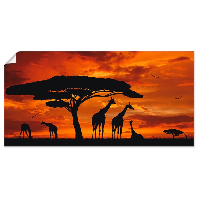 Artland Wandbild »Herde von Giraffen im Sonnenuntergang«, Wildtiere, (1 St.),  als Alubild, Leinwandbild, Wandaufkleber oder Poster in versch. Grössen  acheter confortablement