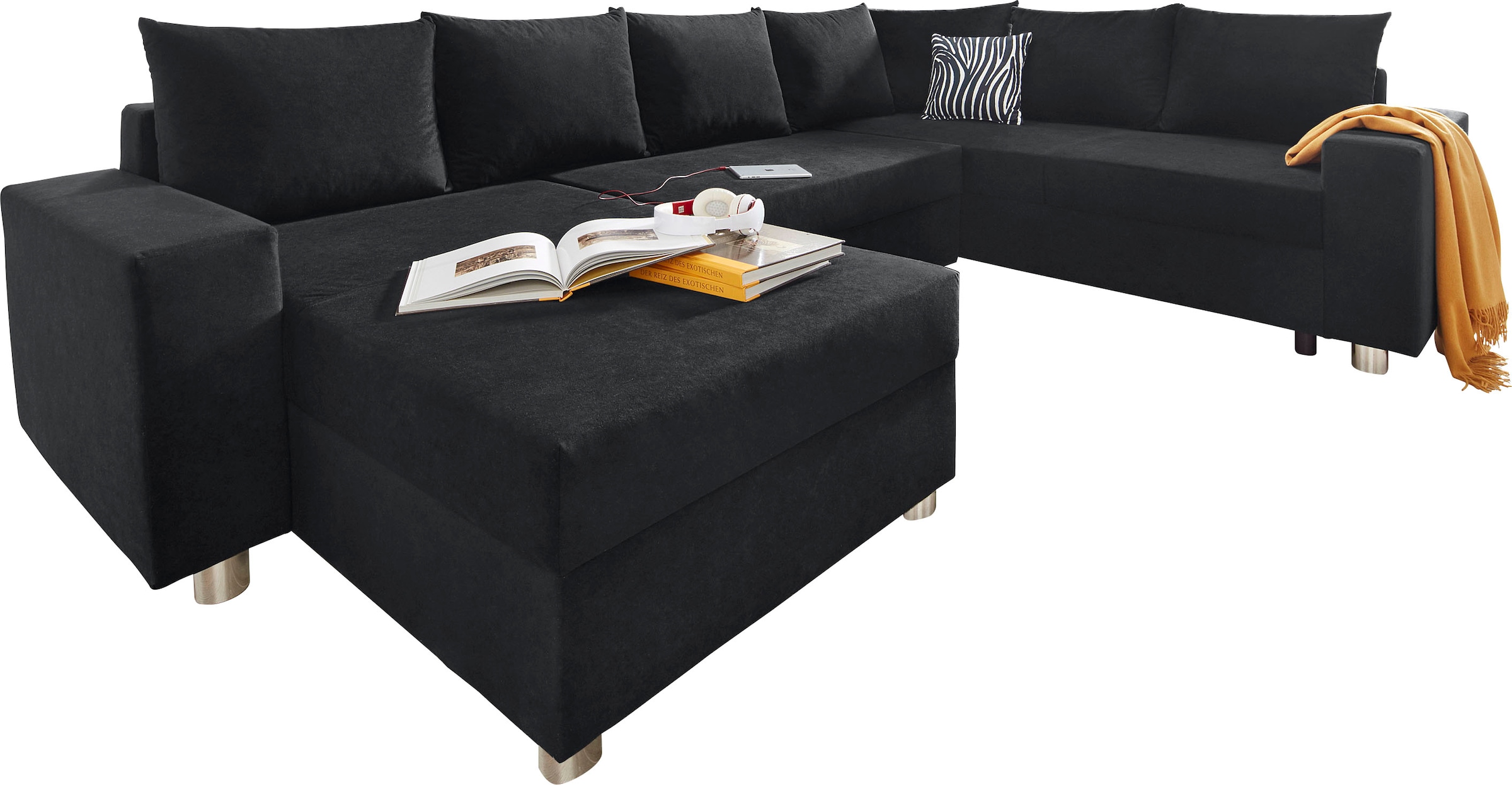 COLLECTION AB Wohnlandschaft »Paris U-Form«, mit Federkern, wahlweise mit Bettfunktion und Bettkasten