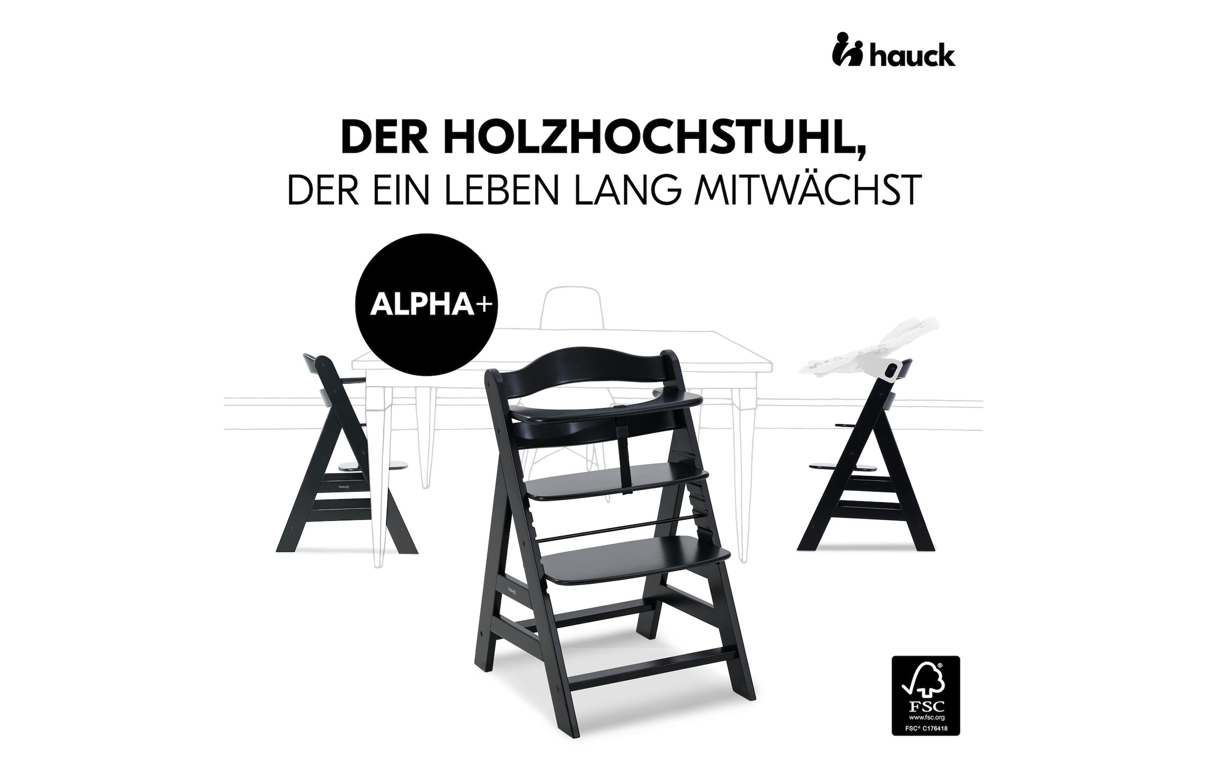 Hauck Hochstuhl »Alpha+ Schwarz« () Holzart: Buche (Fagus sylvatica)/ Europa