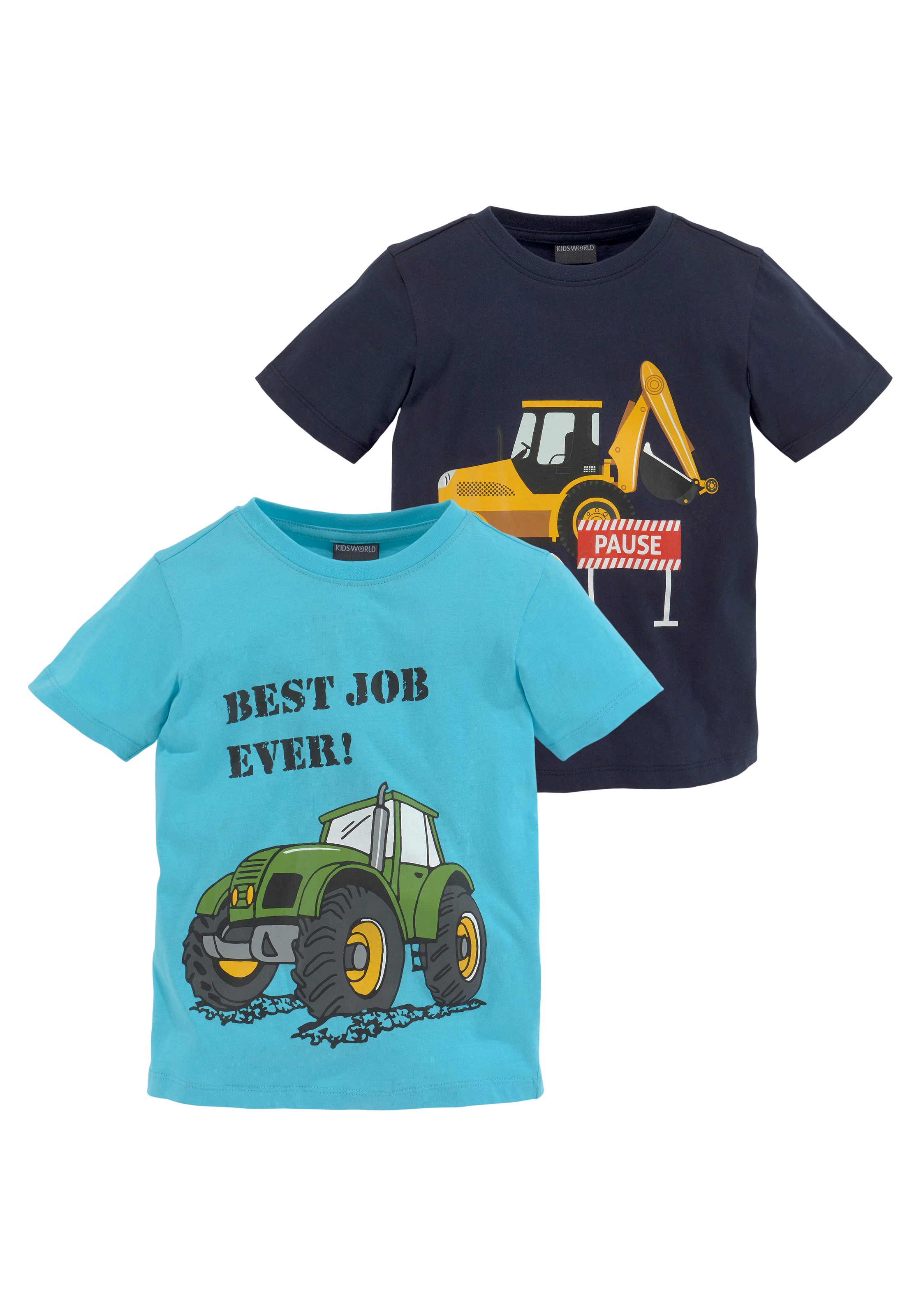 Image of KIDSWORLD T-Shirt "BEST JOB EVER" Packung, 2, kurzärmelig, bedruckt, Rundhalsausschnitt, aus Baumwolle