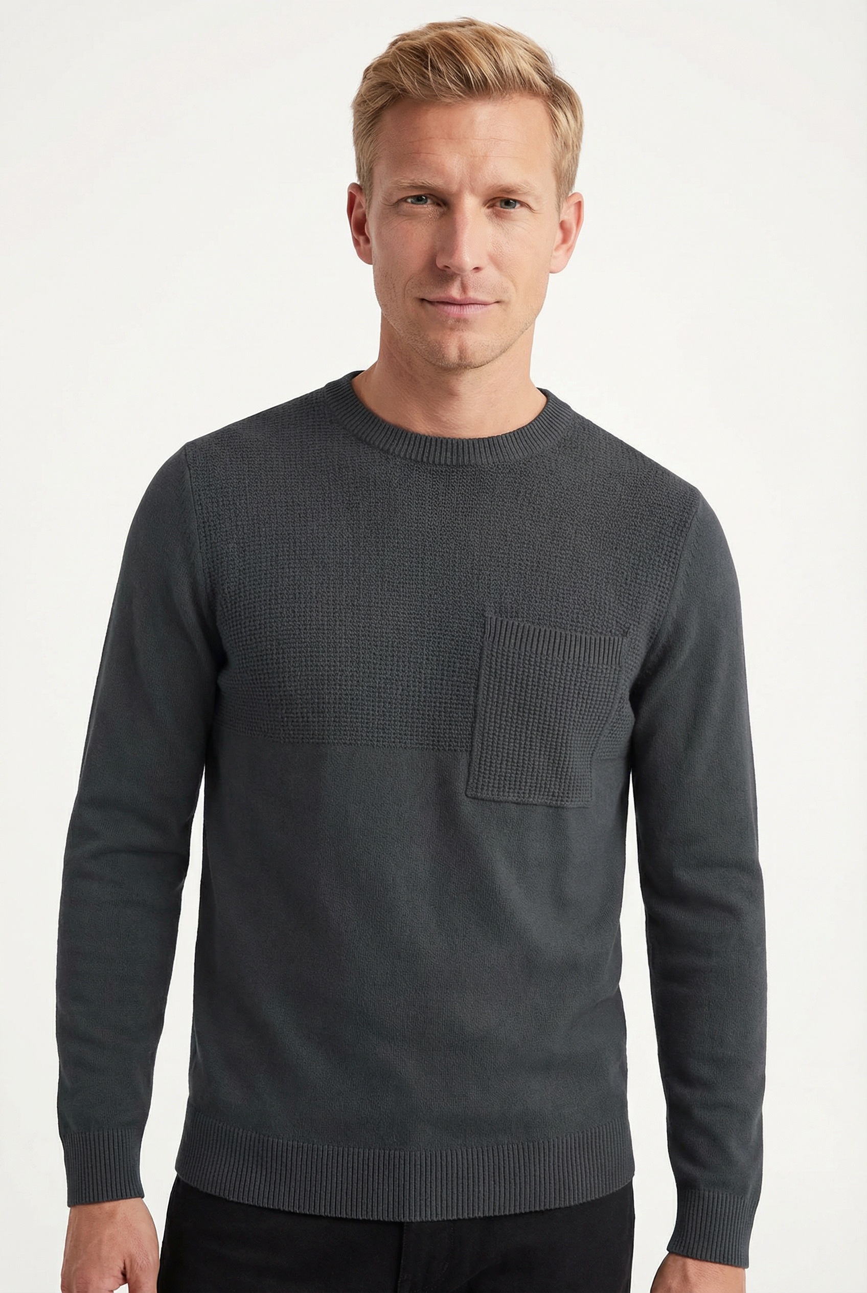 Image of Joop Jeans Rundhalspullover "Owin" im Materialmix