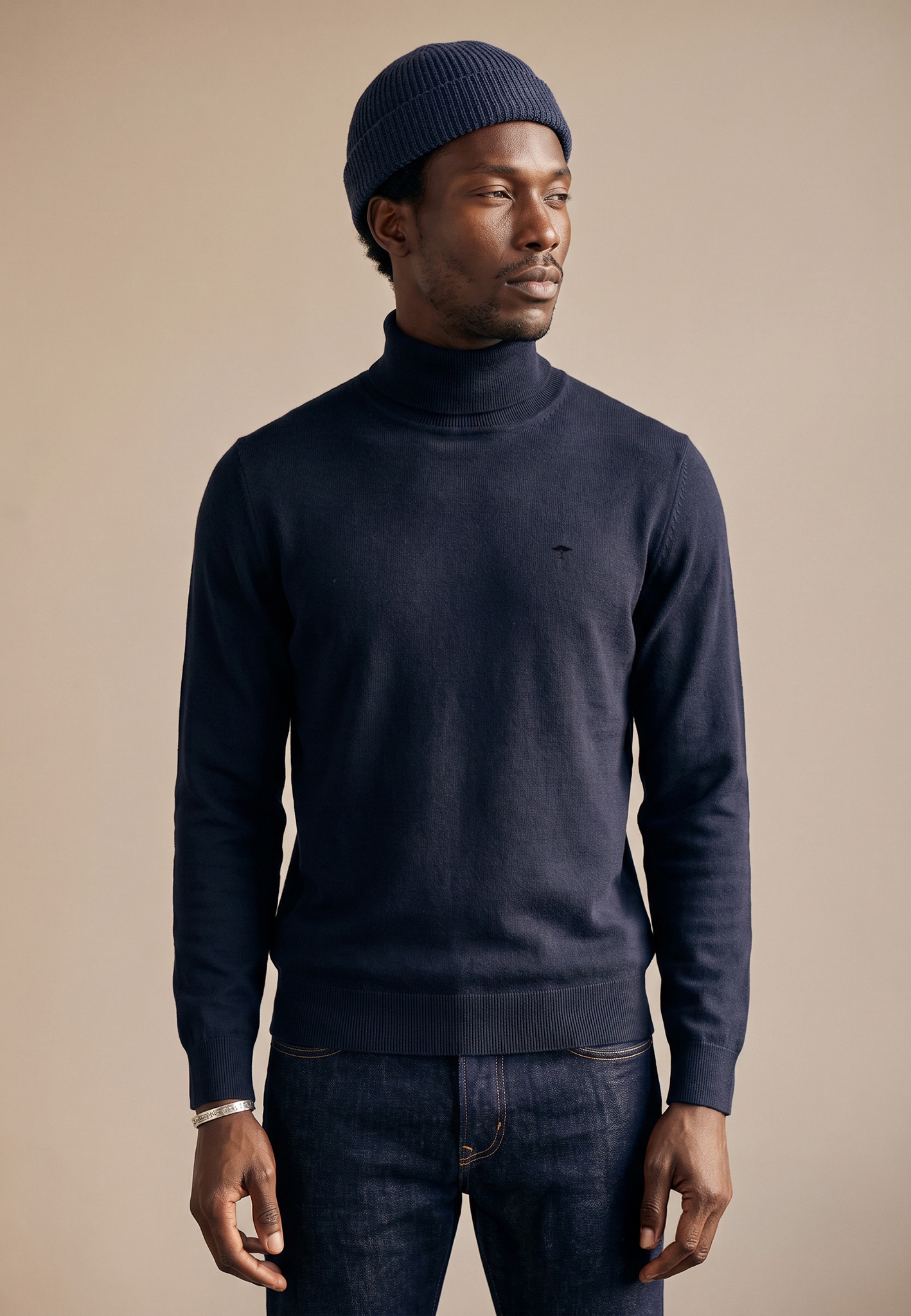 FYNCH-HATTON Rollkragenpullover mit Logostickerei