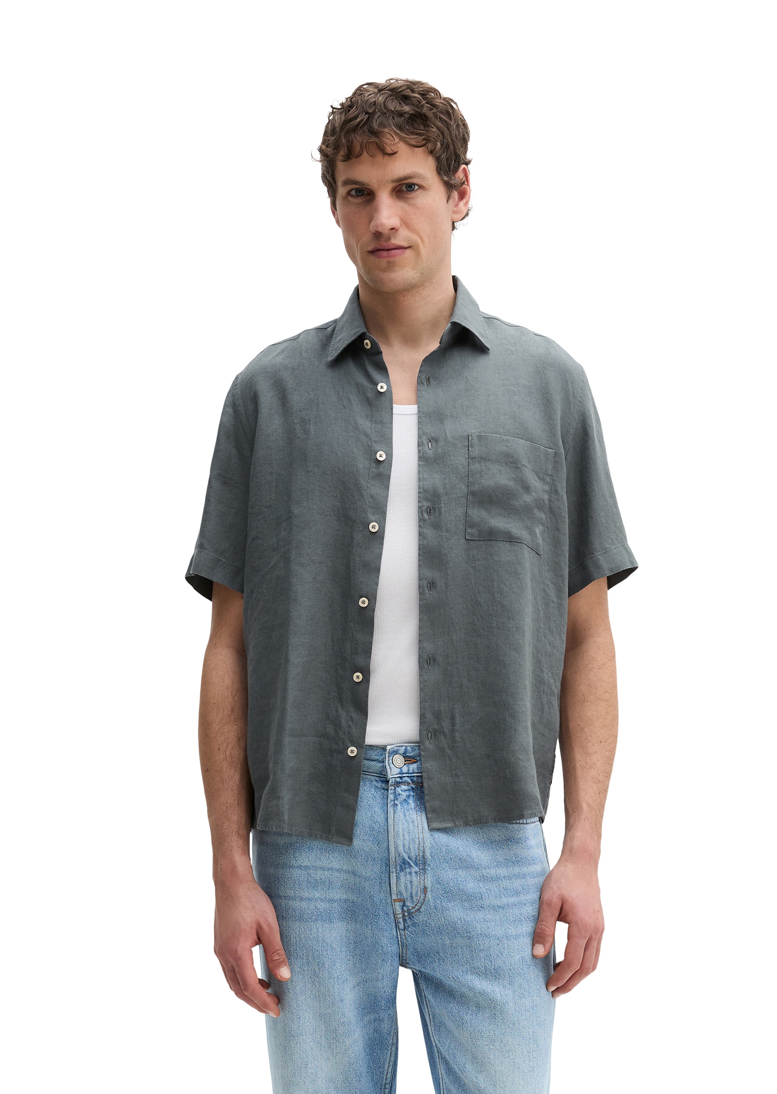 Marc O'Polo Chemise en lin avec poche poitrine appliquée