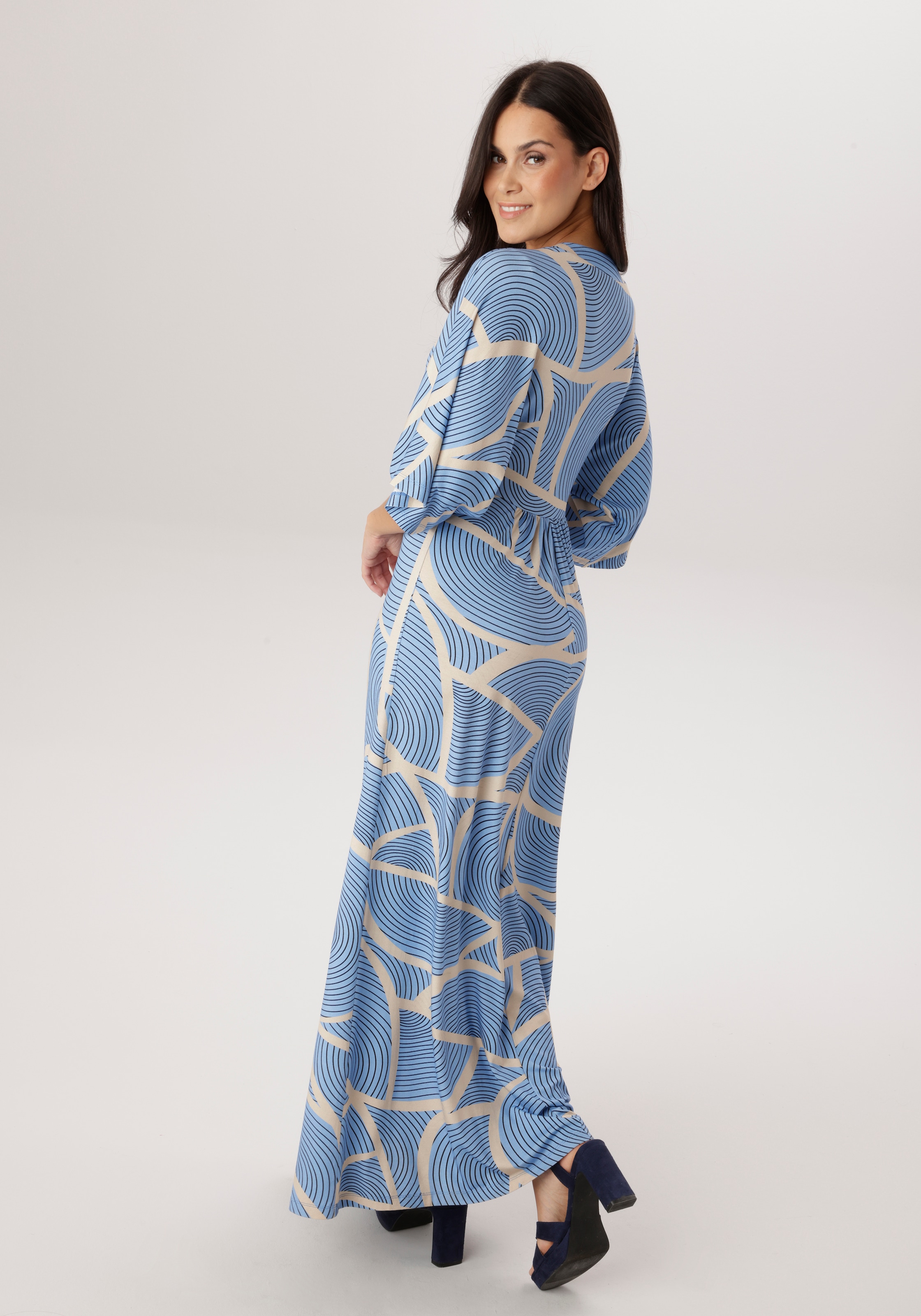 Aniston SELECTED Maxi robe mit weiten, 3/4-langen Ärmeln - NEUE KOLLEKTION