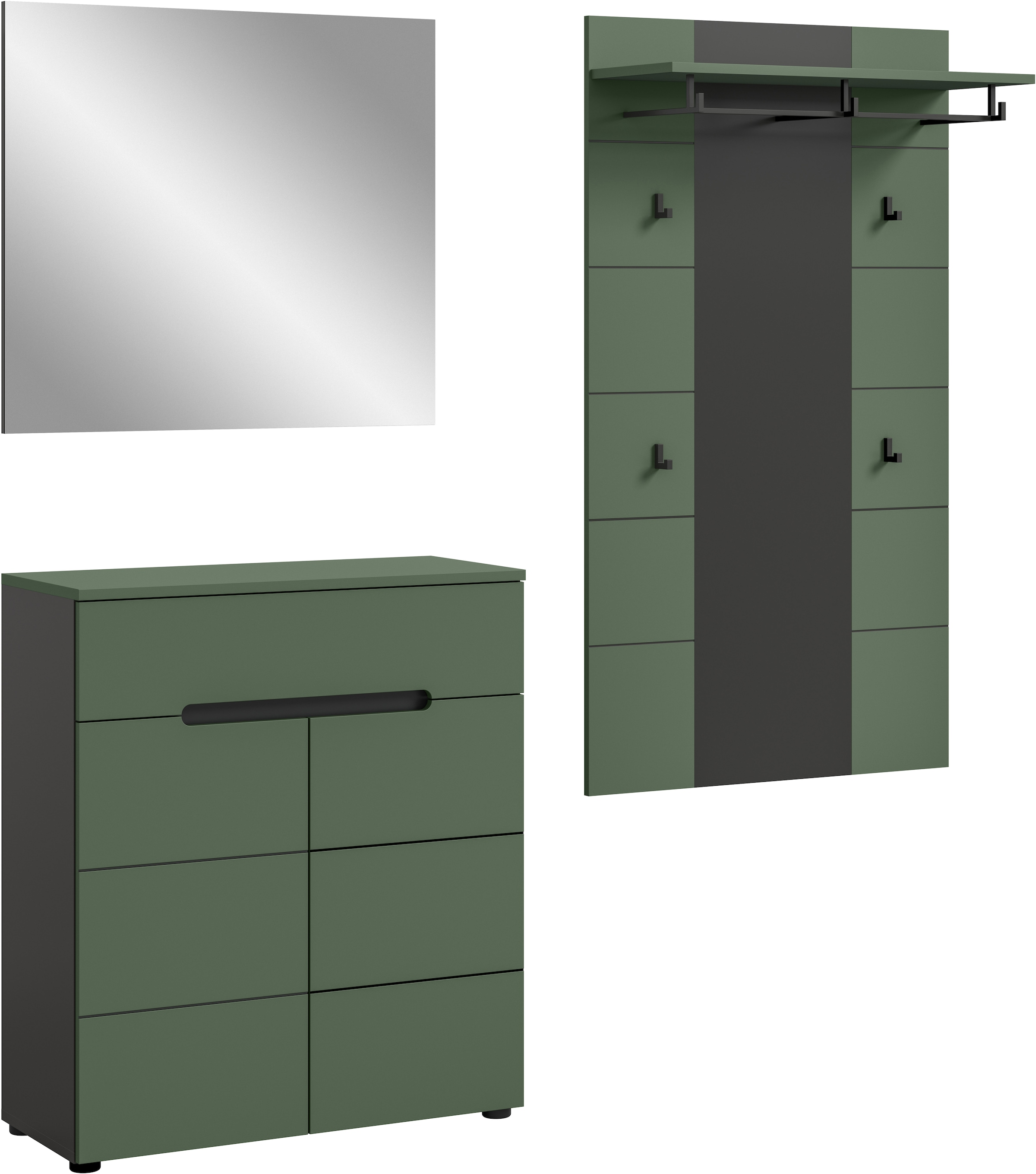 Image of Home affaire Garderoben-Set "REHAT, TOPSELLER, 3-teilig, Breite 175 cm, individuell erweiterbar" Set, bestehend aus: Kommode, Spiegel und Garderobenpaneel, 3 Stk. tlg.
