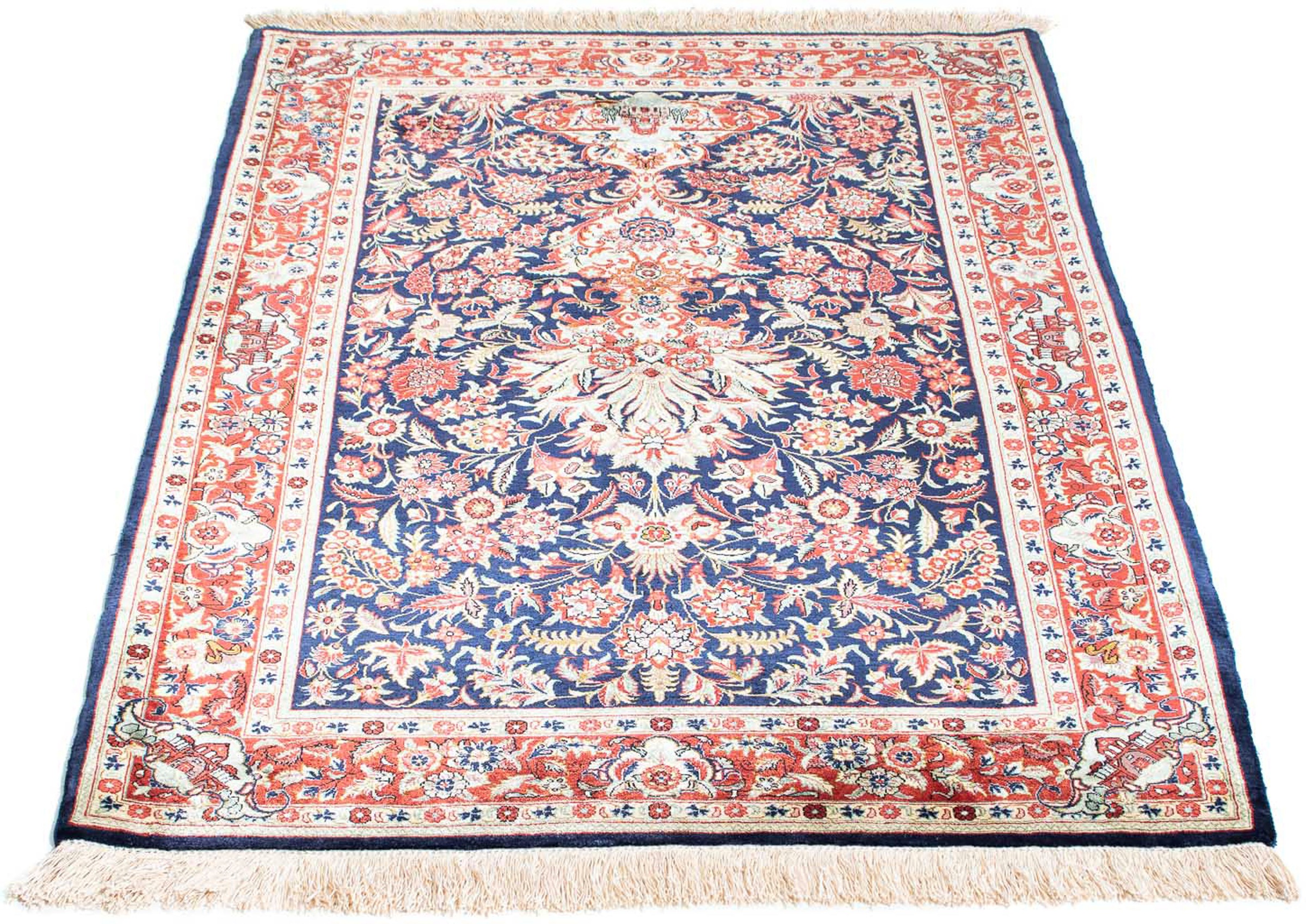 Image of morgenland Orientteppich »Perser - Ghom - 121 x 84 cm - dunkelblau«, rechteckig, 10 mm Höhe, Wohnzimmer, Handgeknüpft, Einzelstück mit Zertifikat bei Ackermann Versand Schweiz