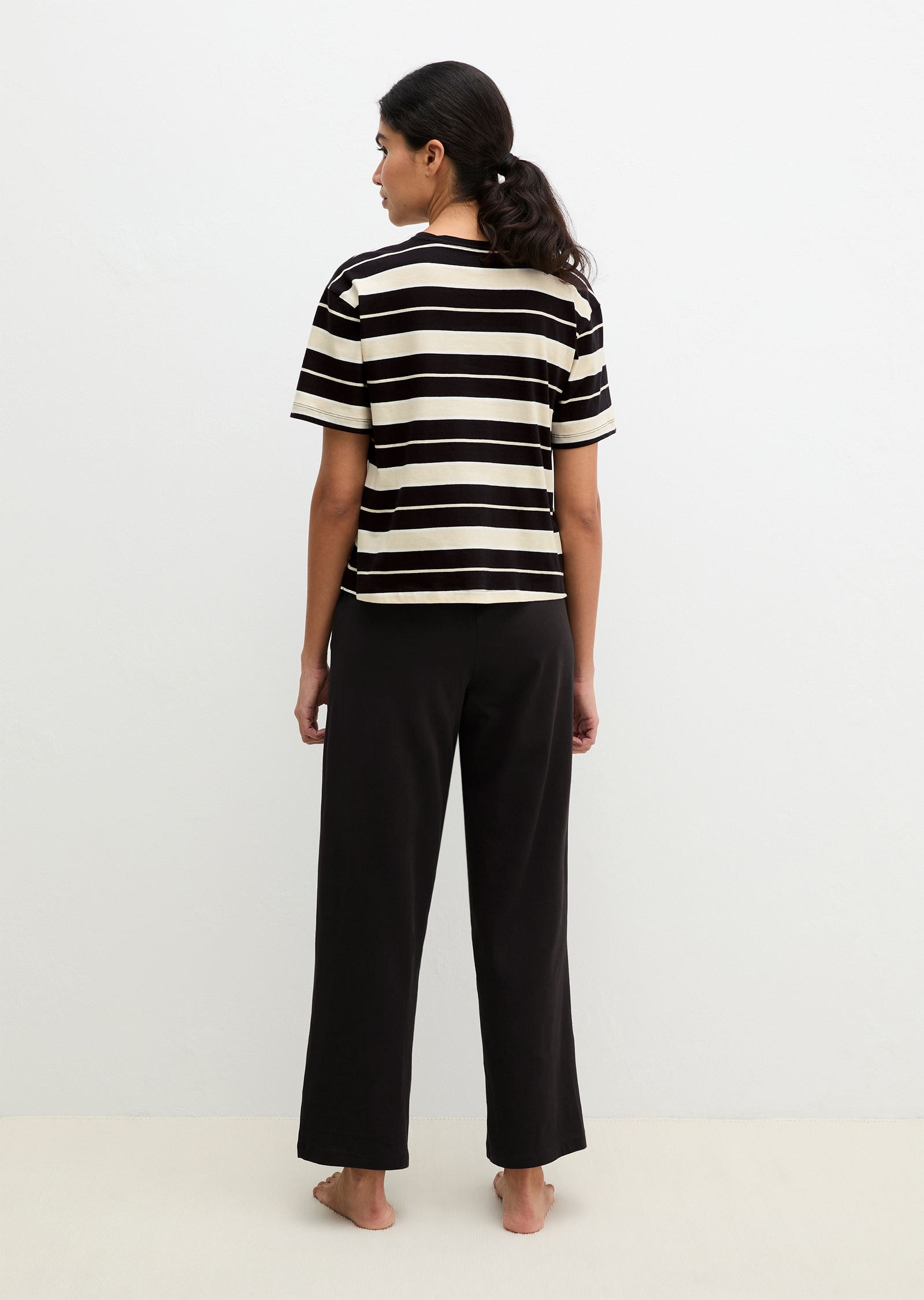 Marc O'Polo Pyjama »Mix N Match Cotton« 2 pièces mit kurzem Arm, Hose mit Gummizug, Rundhalsausschnitt