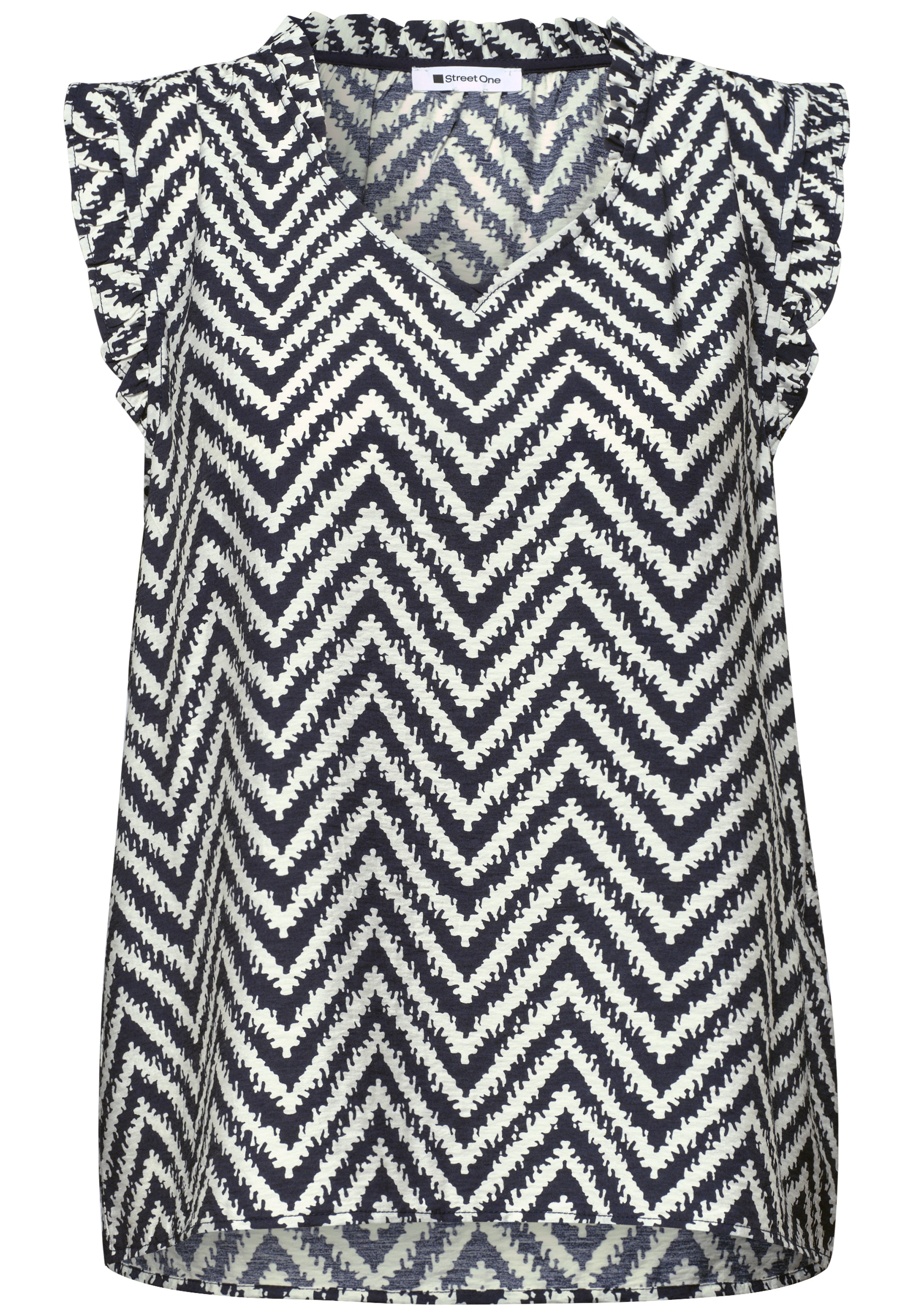 STREET ONE Top chemisier blouse d'été avec motif zigzag