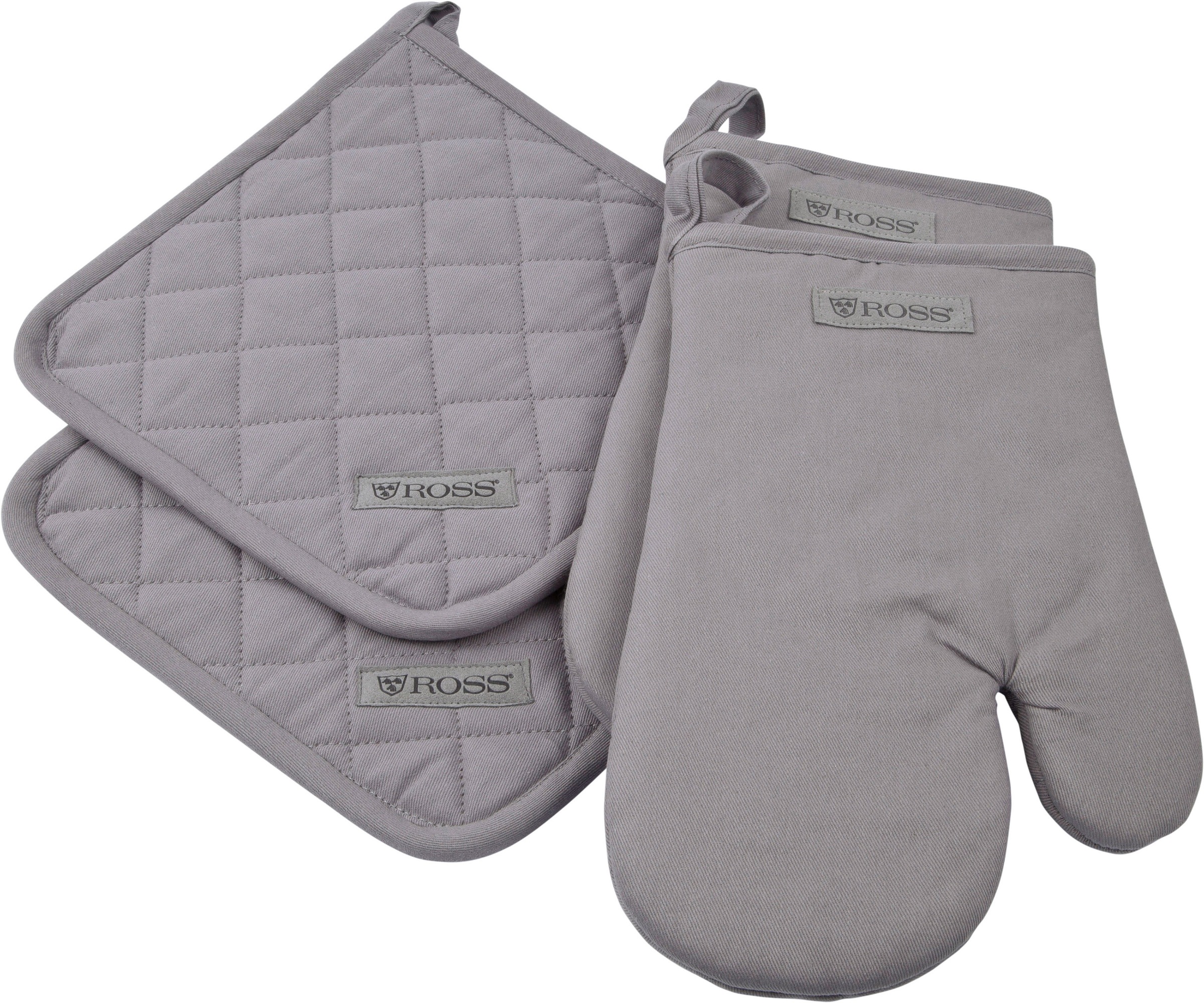 Image of ROSS Topflappen "Exclusiv" 2x Topflappen und 2x Grillhandschuh, 100% Baumwolle