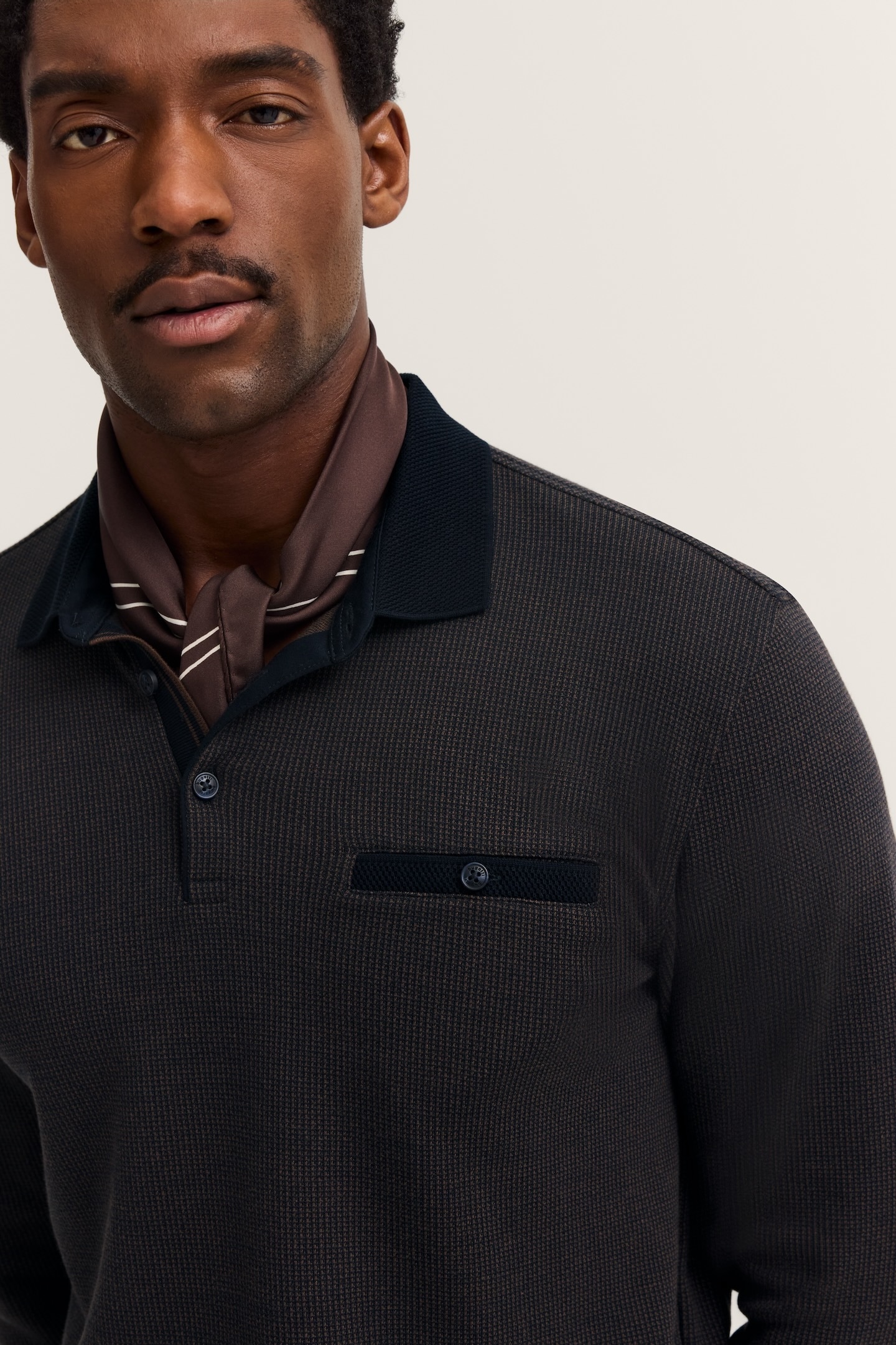 bugatti Polo à manches longues »Modern Fit« mit Brusttasche