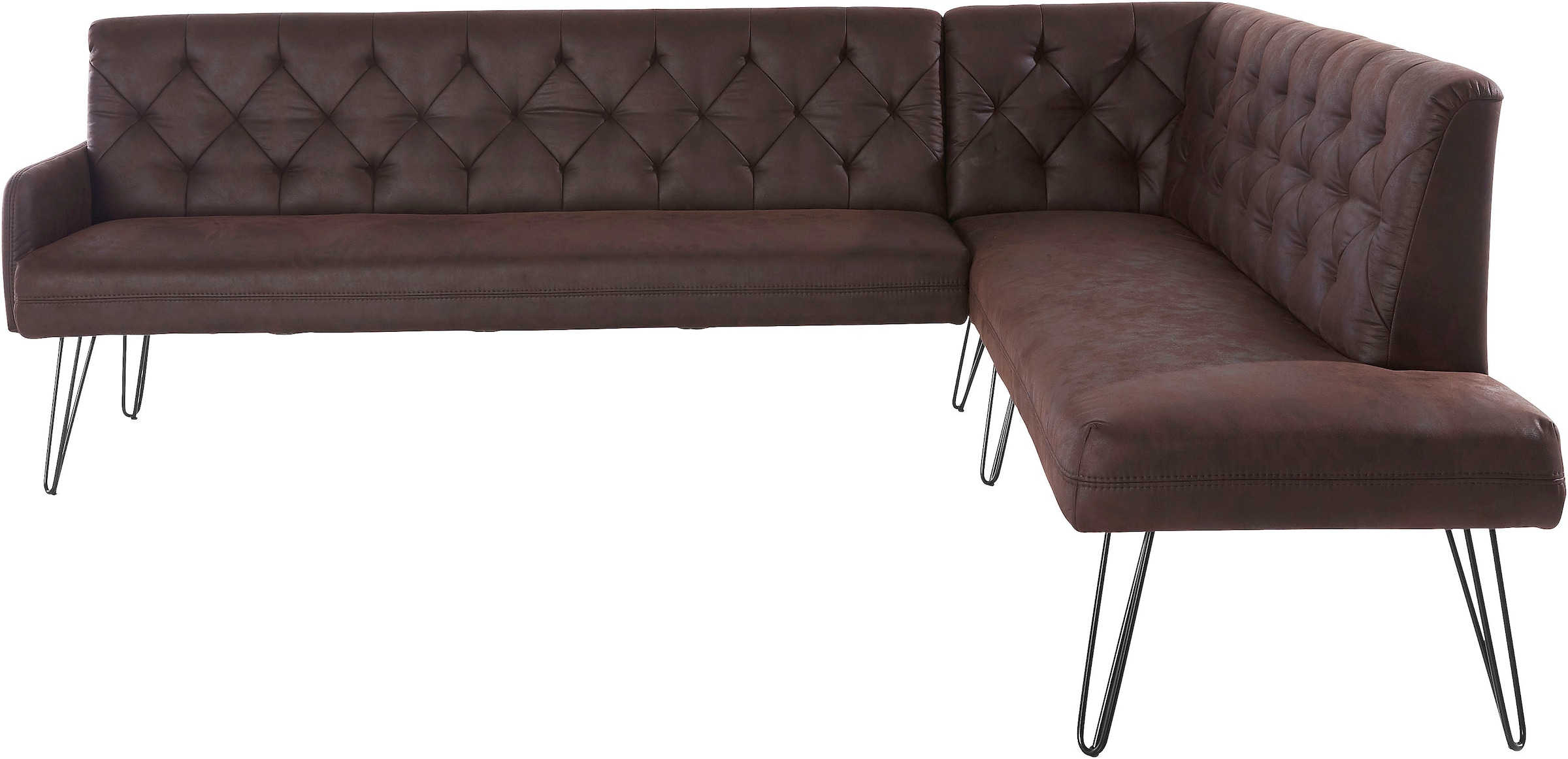 exxpo - sofa fashion Eckbank »Doppio, Chesterfield Optik, komfortabel und bequem, hohe Designfüsse«, Frei im Raum stellbar