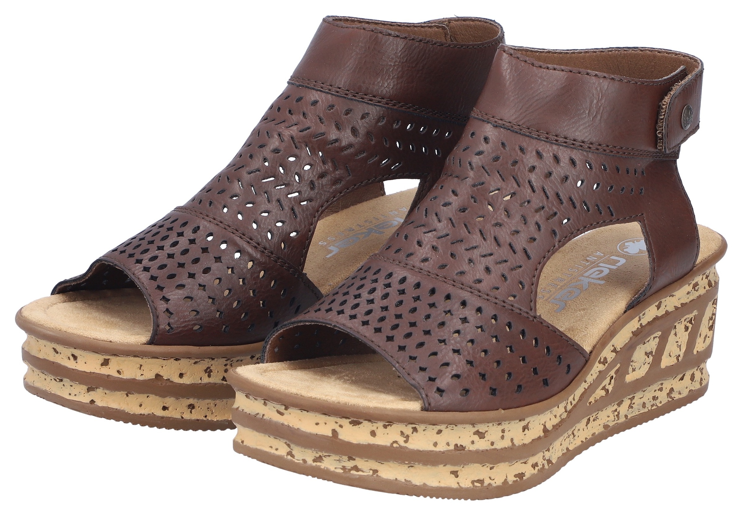 Image of Rieker Schaftsandalette Sommerschuh, Urlaubsschuh, Keilsandale mit Perforation