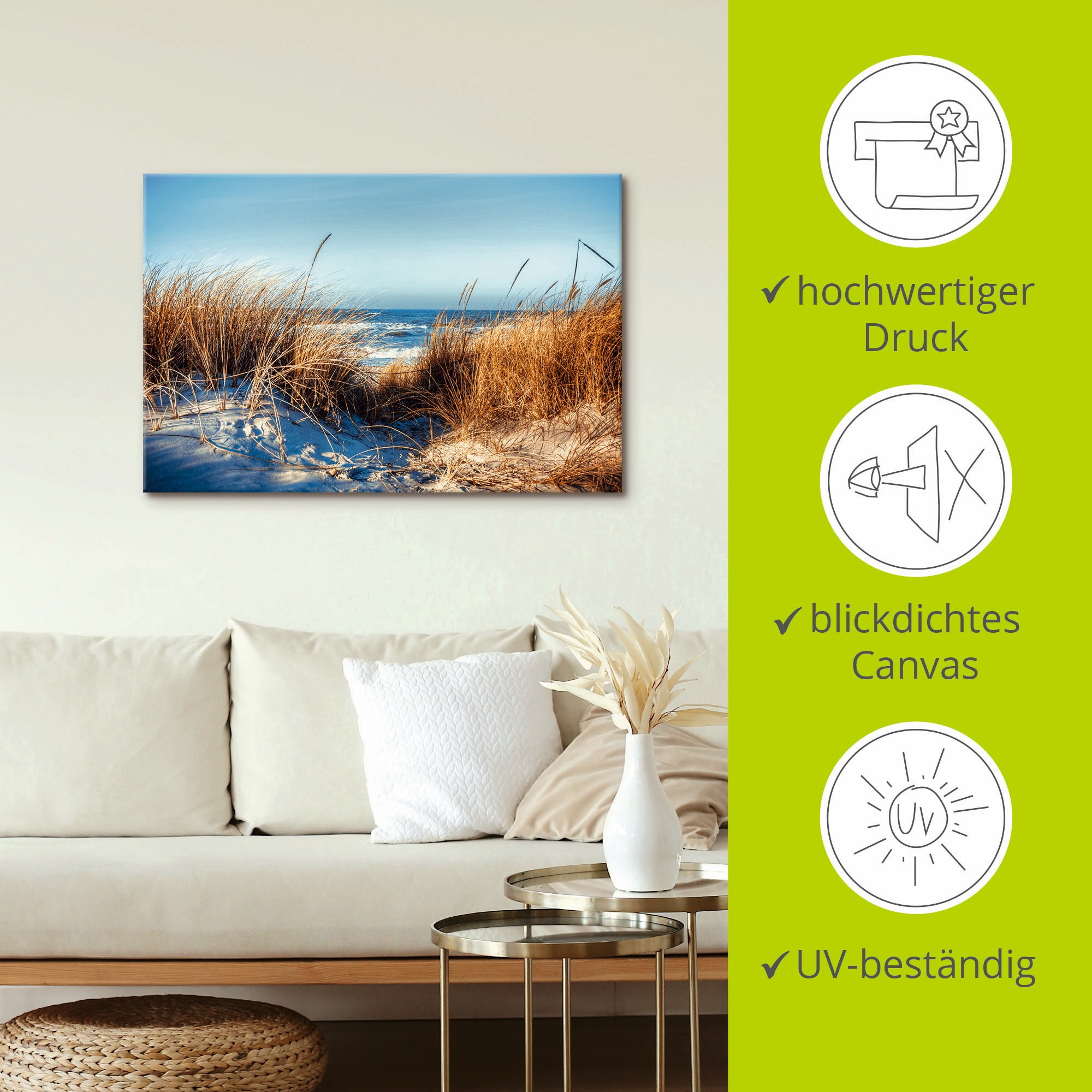 Artland Wandbild »Am Strand«, Strand, (1 St.), als Leinwandbild, Poster in verschied. Grössen