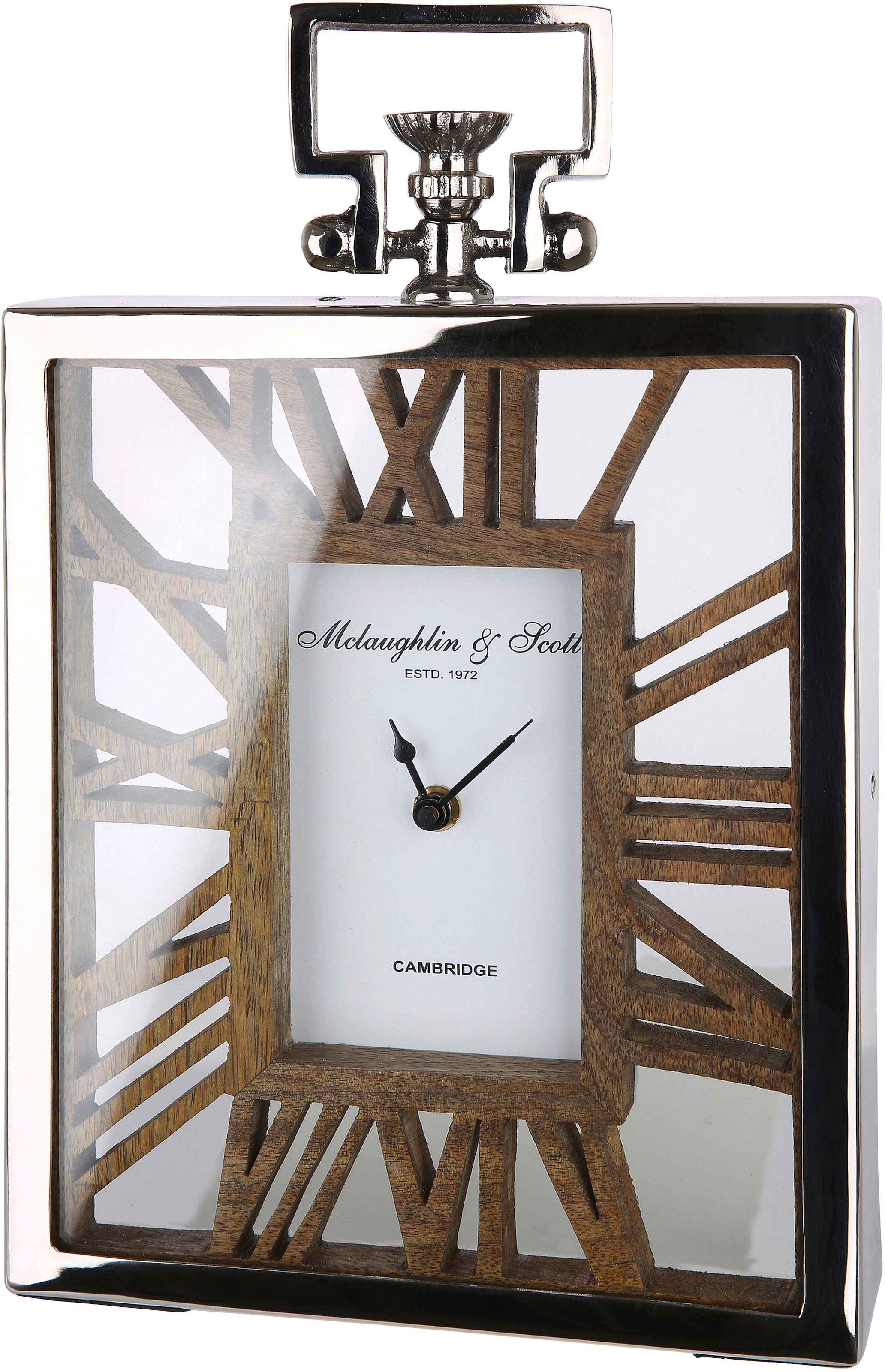 GILDE Standuhr »Uhr Rusto, silberfarben«, (1 St.), Höhe 34 cm, eckig,  römische Ziffern, Wohnzimmer günstig kaufen