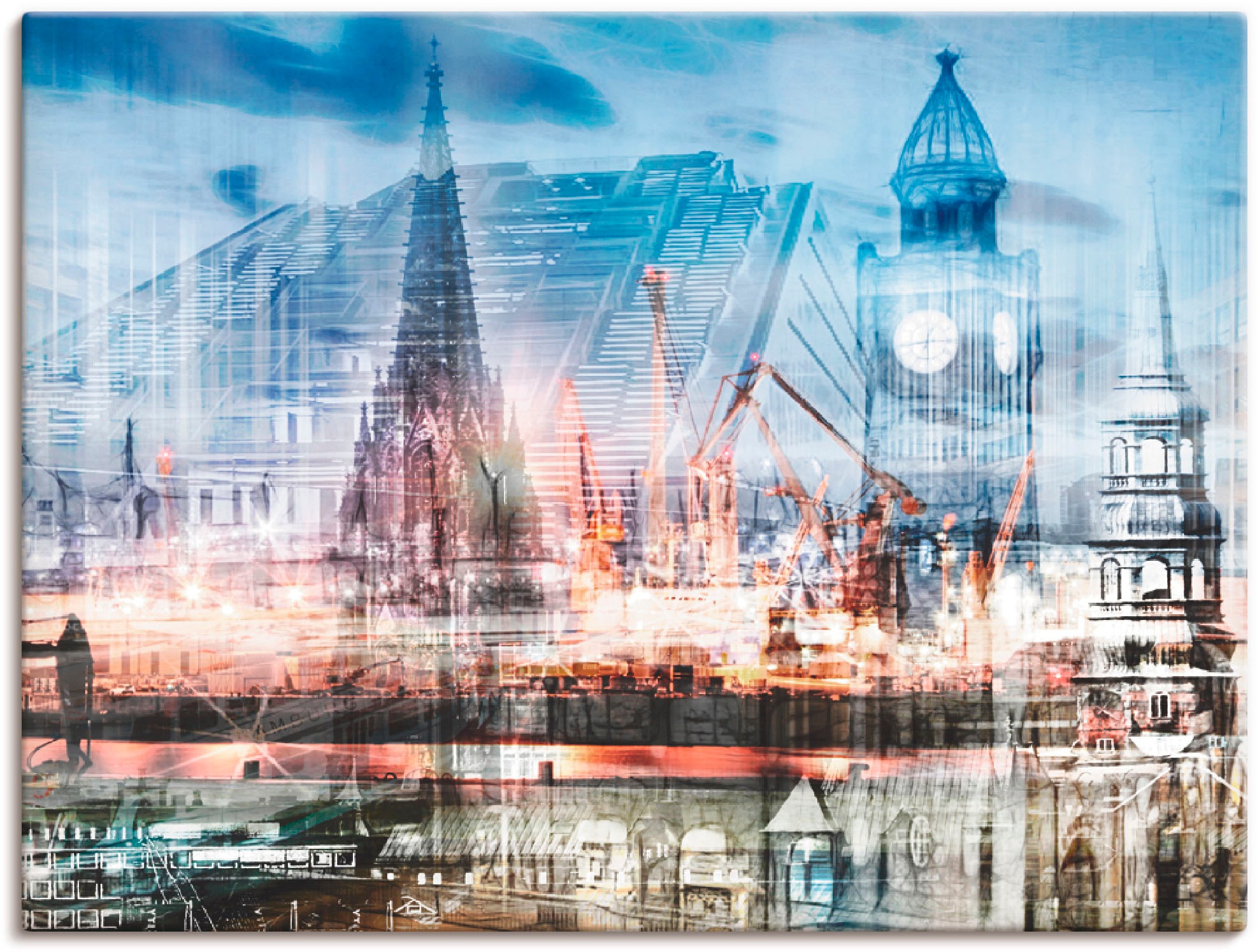 Image of Artland Wandbild »Hamburg Collage II«, Architektonische Elemente, (1 St.), in vielen Grössen & Produktarten -Leinwandbild, Poster, Wandaufkleber / Wandtattoo auch für Badezimmer geeignet bei Ackermann Versand Schweiz