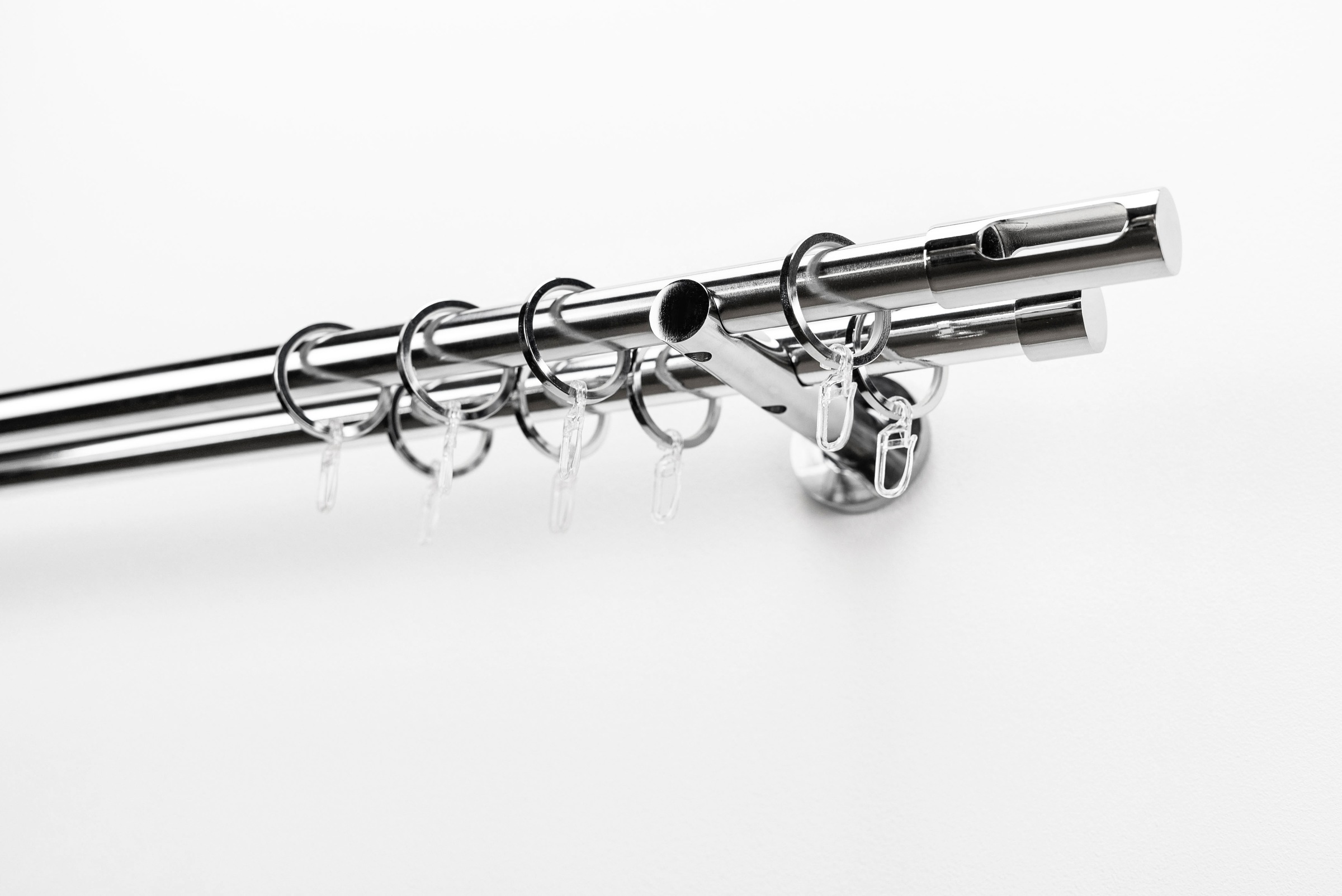 Image of GARESA Gardinenstange »EASY«, 2 läufig-läufig, Wunschmasslänge, Vorhanggarnitur, einfache Montage, m. Stangenverbinder verlängerbar, Wandmont., Endk. M. Ausschnitt, Aluminium, m. Ringe bei Ackermann Versand Schweiz