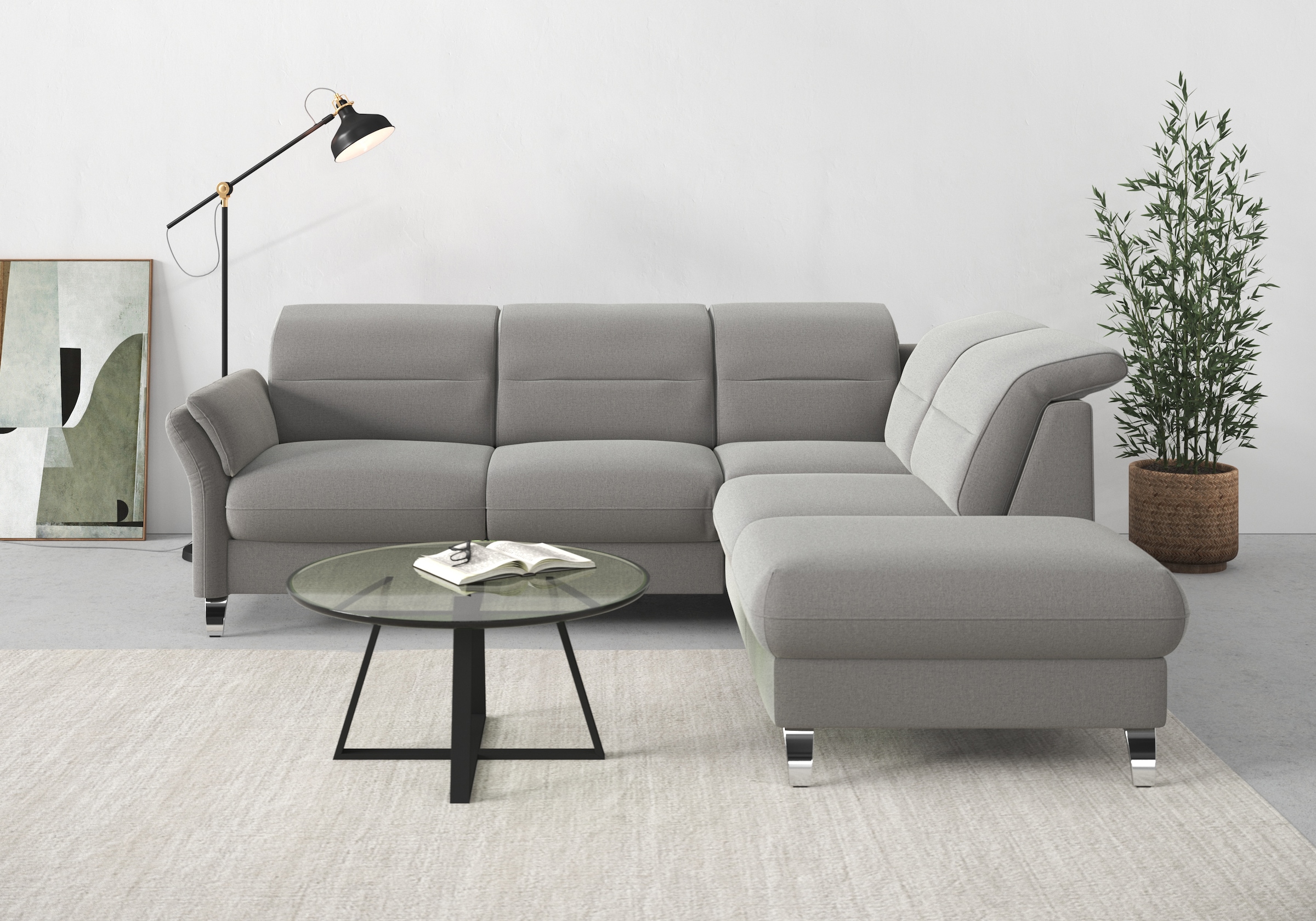 sit&more Ecksofa »Grenoble L-Form mit Federkern« wahlweise mit Bettfunktion, Bettkasten, Arm- und Kopfteilverstellung