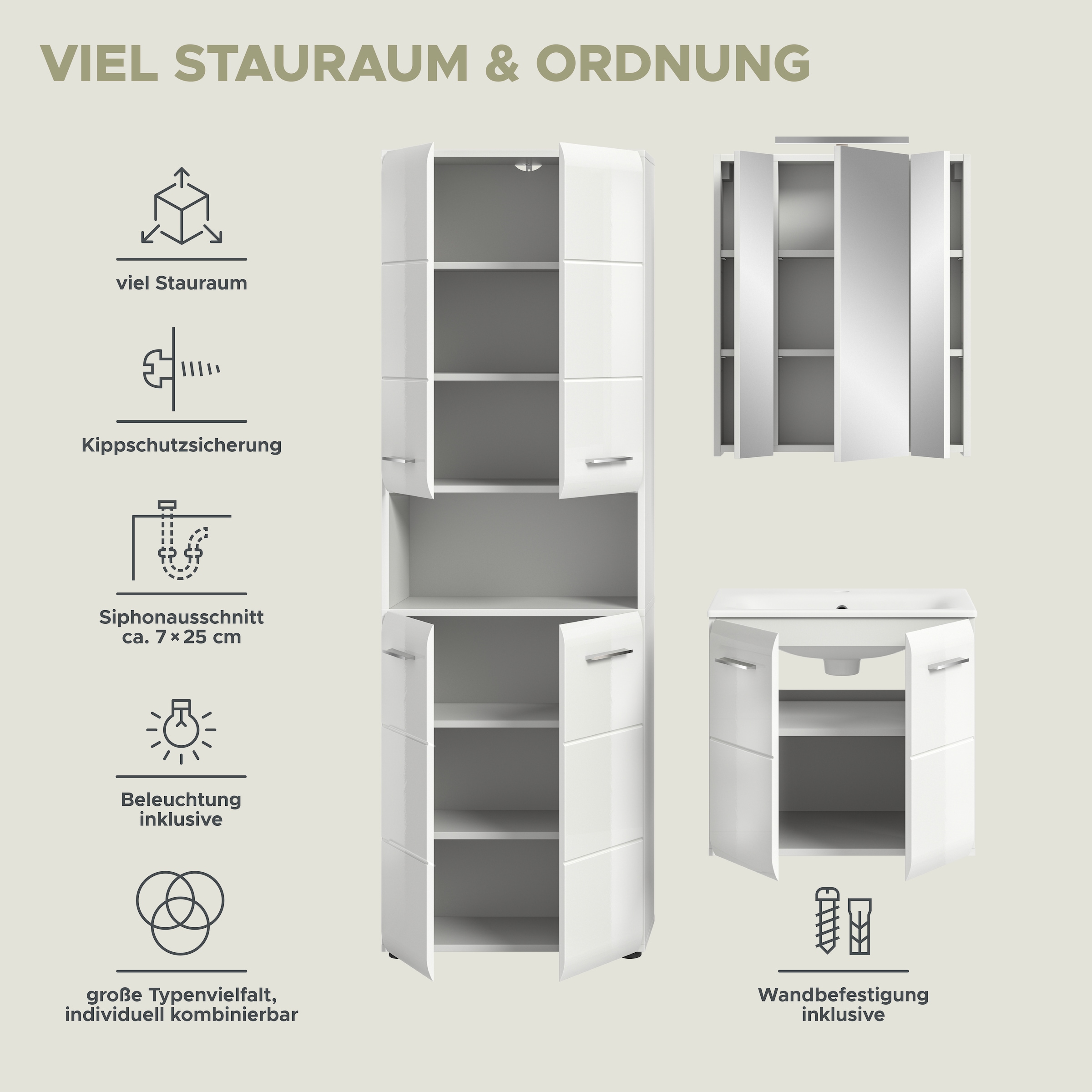 INOSIGN Badezimmer-Set Set, 5 Stk. tlg.