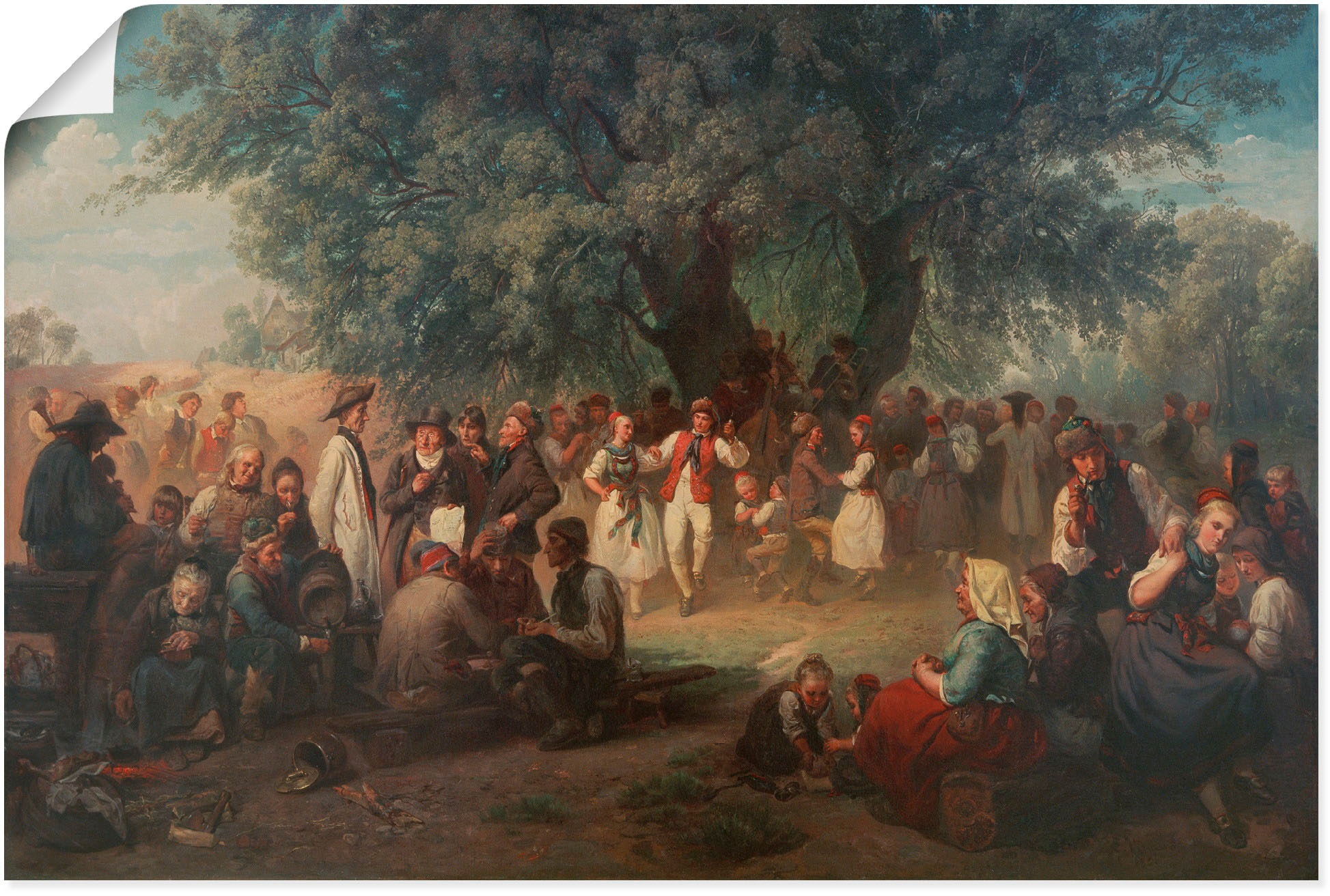 Image of Artland Wandbild »Dorftanz unter der Linde«, historische Ereignisse, (1 St.), in vielen Grössen & Produktarten - Alubild / Outdoorbild für den Aussenbereich, Leinwandbild, Poster, Wandaufkleber / Wandtattoo auch für Badezimmer geeignet bei Ackermann Versa
