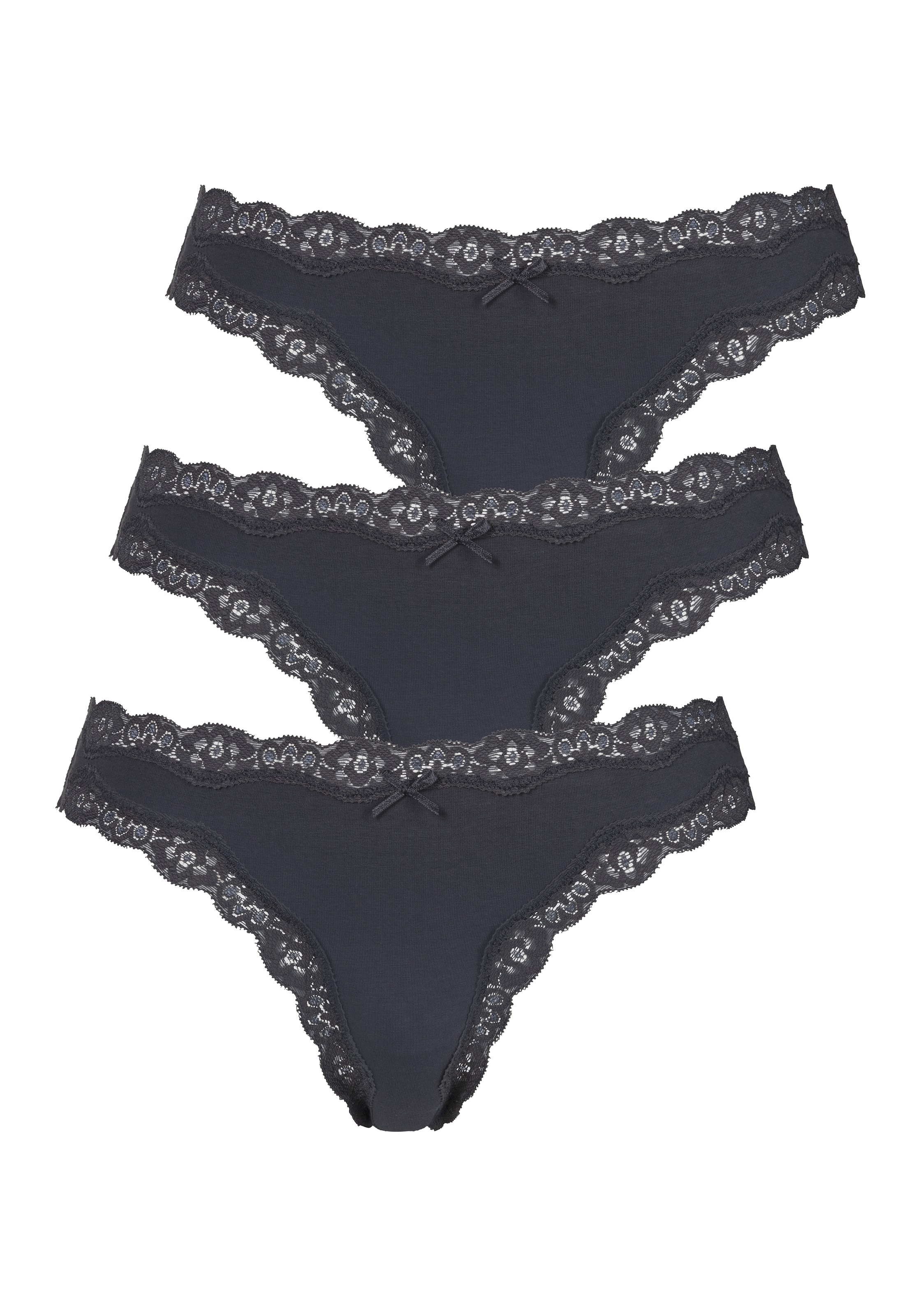 LASCANA String, (Packung, 3 St.), mit floraler Spitze