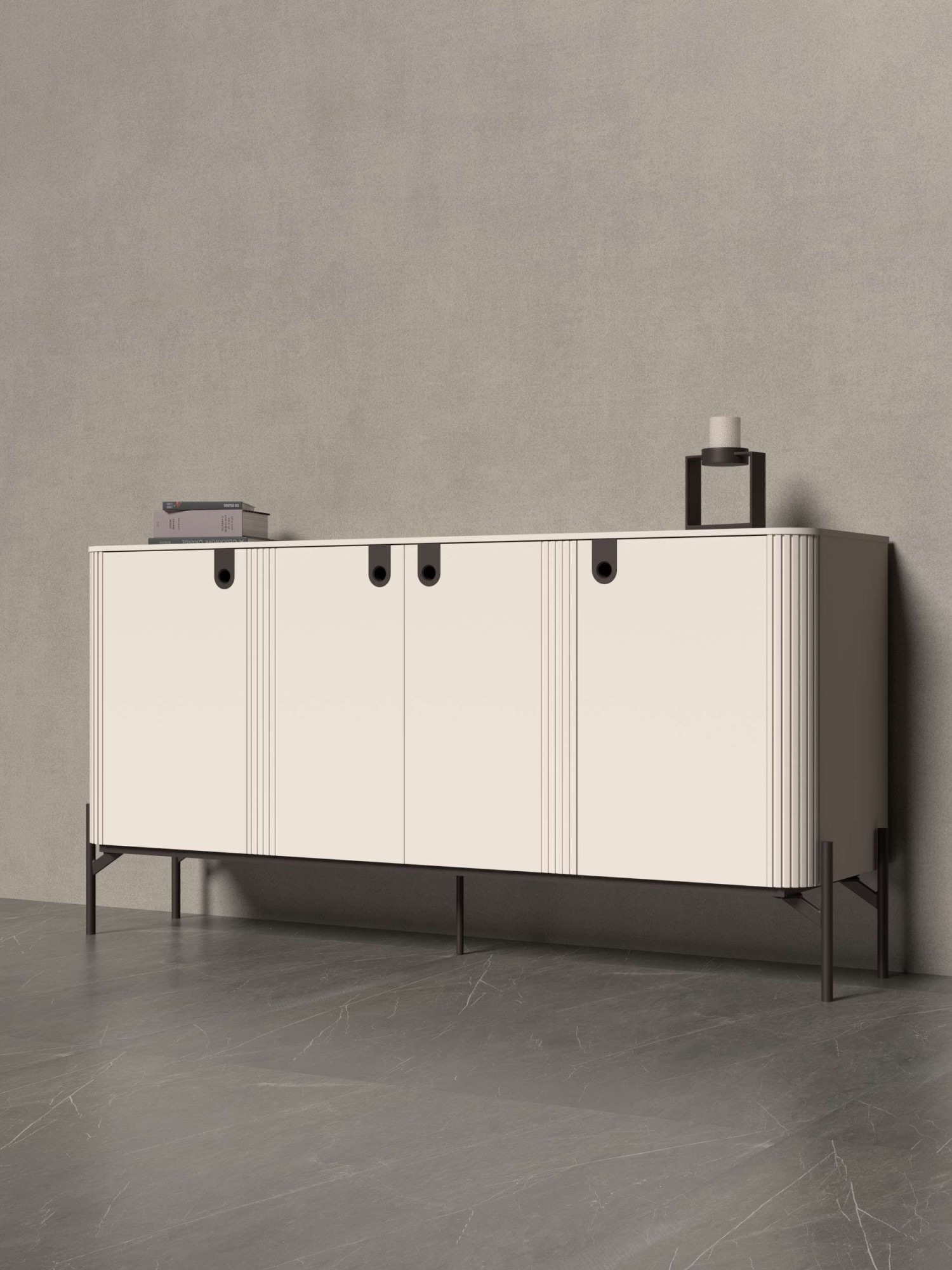 Image of GOODproduct Kommode "Rondo Sideboard, Schrank mit Metallfüssen und Metallgriffen" UV lackiert, Soft Close Funktion, Metallrahmen als Basis des Elements