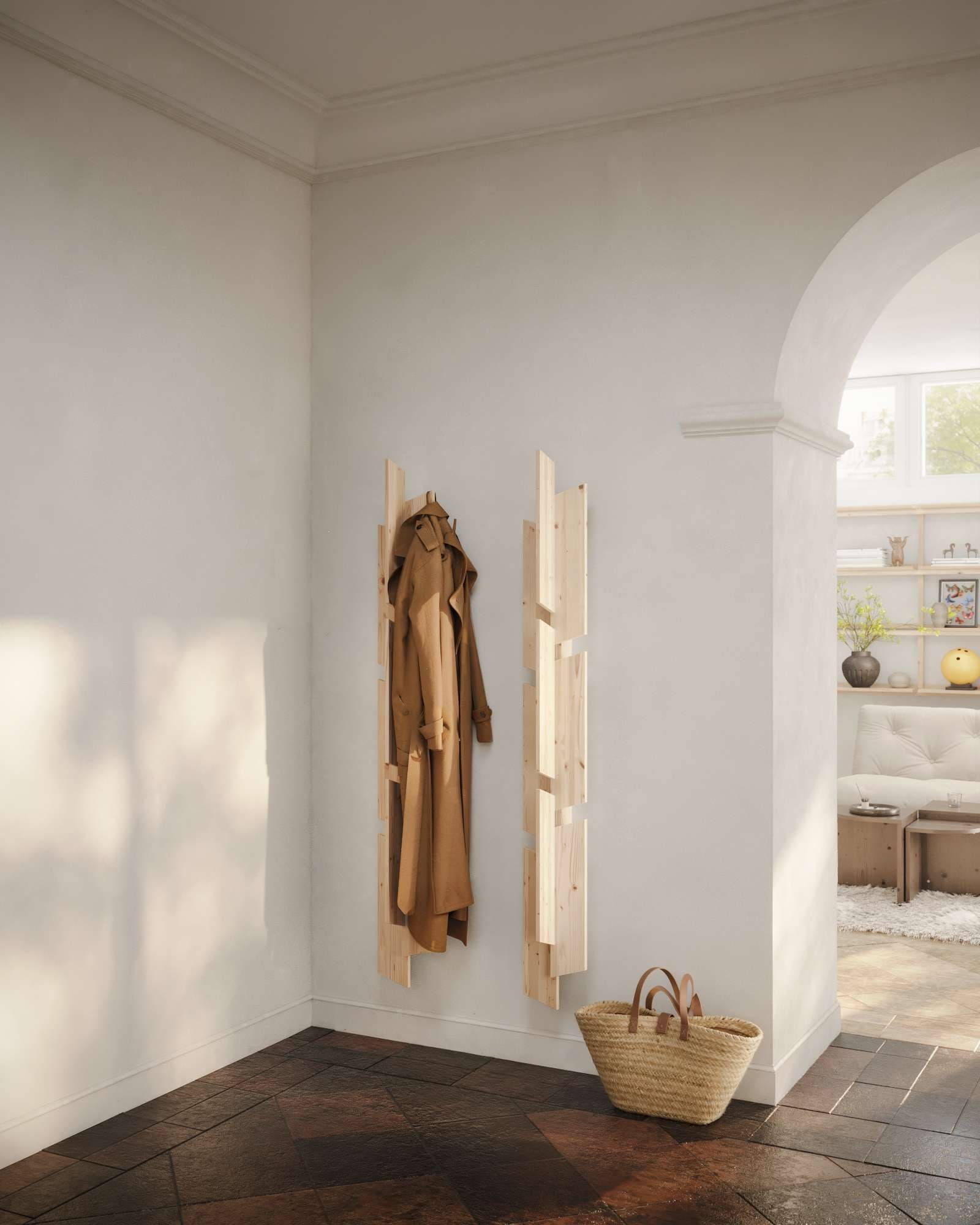 Karup Design Garderobenpaneel »Keeper Wall Rack, praktische Wandgarderobe mit 9 Haken, Made in Europe«, (1 St., (B/H/T: ca 26 x 26 x 166 cm), wandmontiert, vielseitig einsetzbar, FSC®-zertifiziertes Massivholz