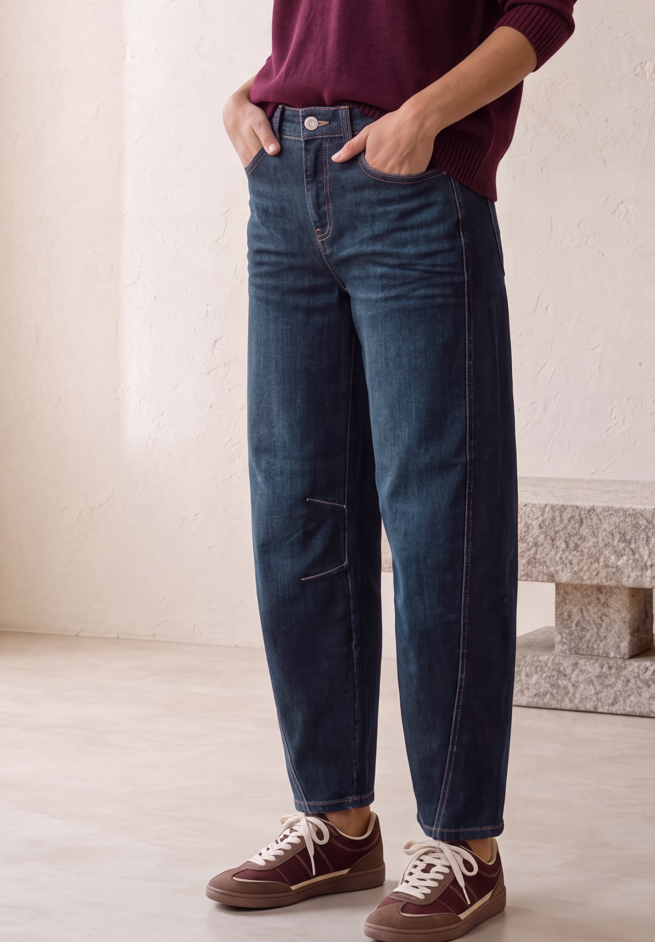 Image of STREET ONE Loose-fit-Jeans "Style Karrie Barrel" Denim in dunkelblauer Waschung / Stretch