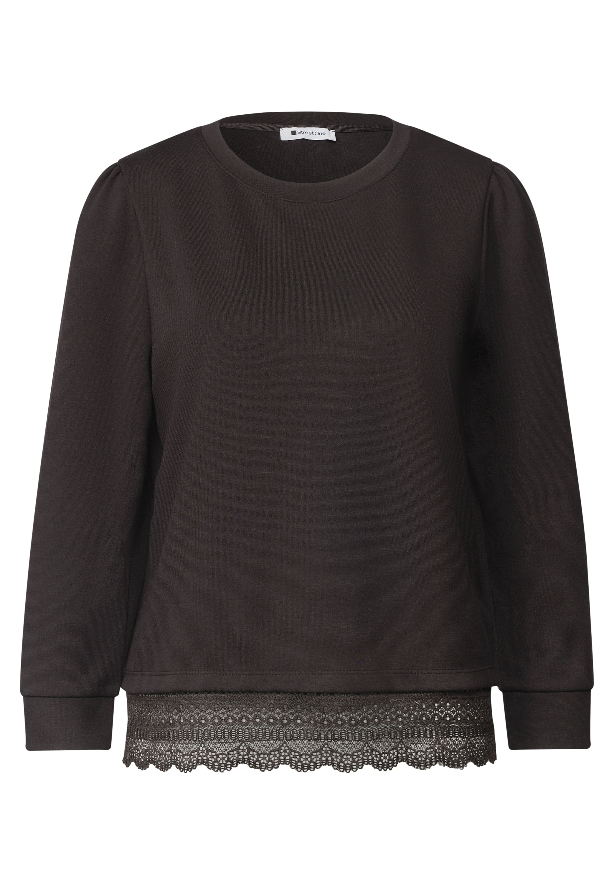 STREET ONE 3/4-Arm-Shirt mit Spitzenkante am Saum / mit Stretch