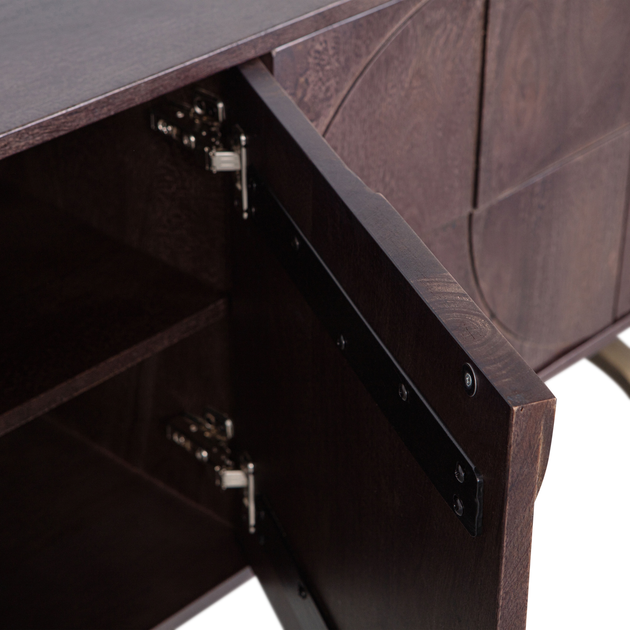 WOOOD Sideboard »Draw mit Massivmangoholz und 3D-Türmuster B 180 x T 40 x H 70 cm« 2 Kabelöffnungen, Tragkraft Deckplatte 35 kg, einfach zu montieren