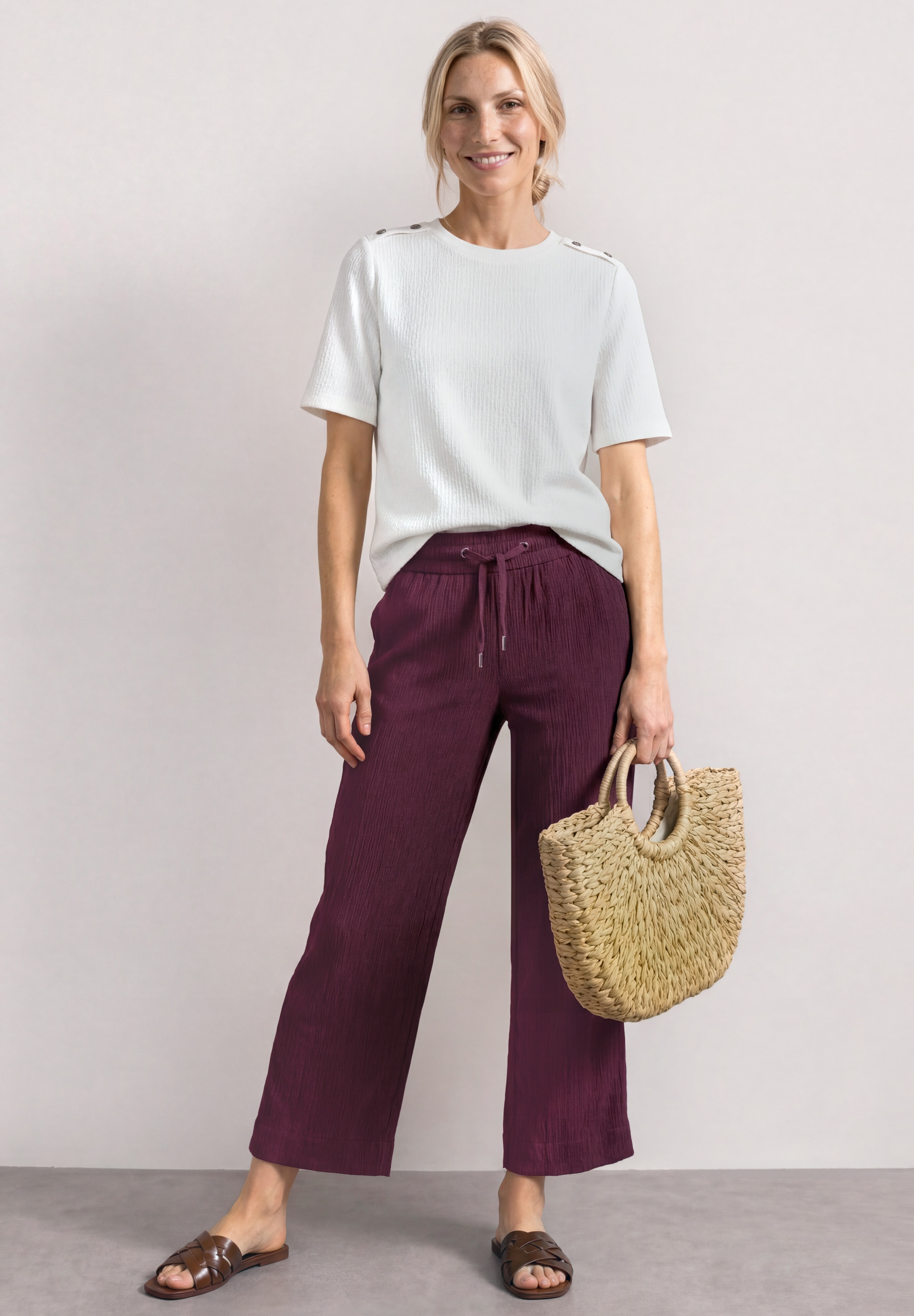STREET ONE Pantalon 7/8 »Style Emee«  mélange viscose agréable avec structure fine